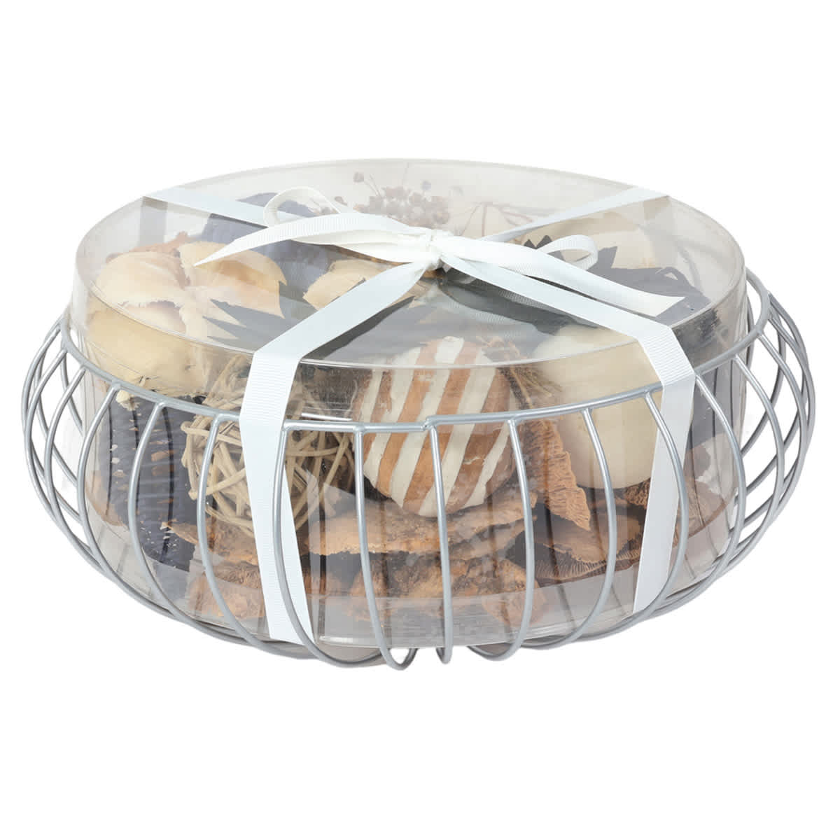 Navy Dried Filler Orbs with Silver Bowl