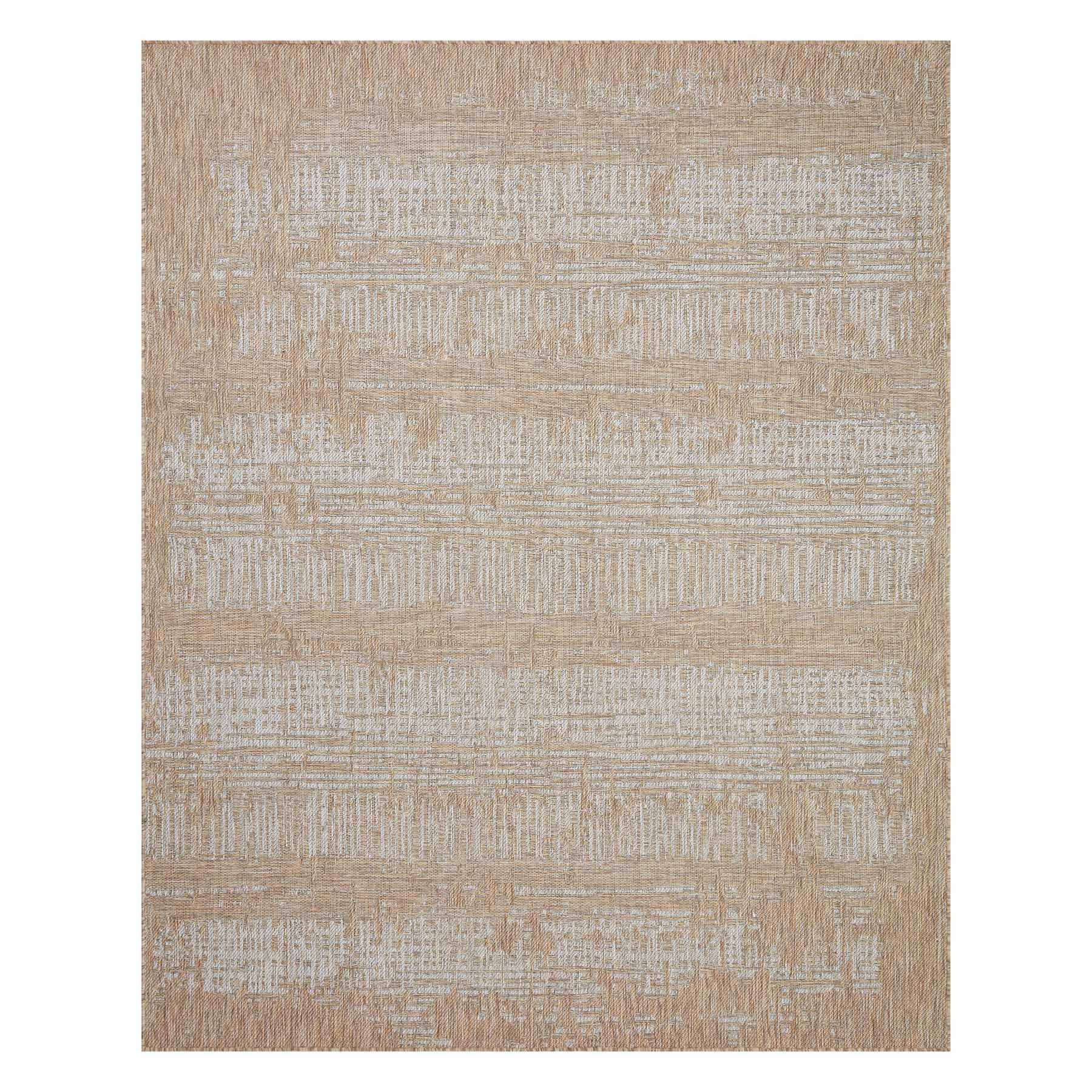 (E500) Honeybloom Melissa Blue & Natural Distressed Stripe Outdoor Area Rug, 8x10