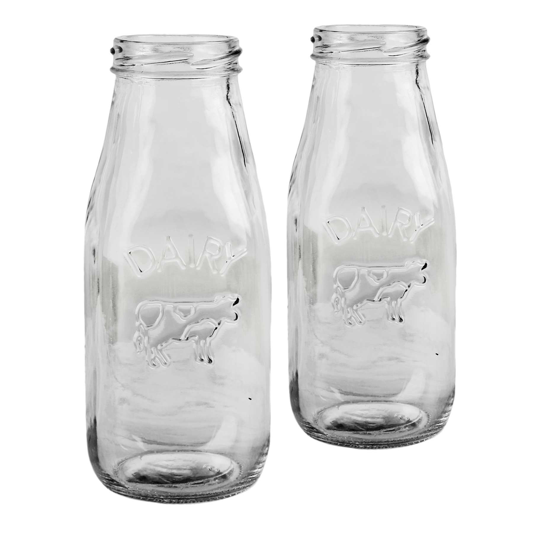 Set of 6 Country Milk Glass Bottles