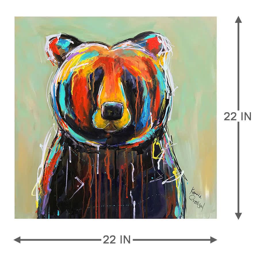 Paint Drip Black Bear Canvas Wall Art, 22"