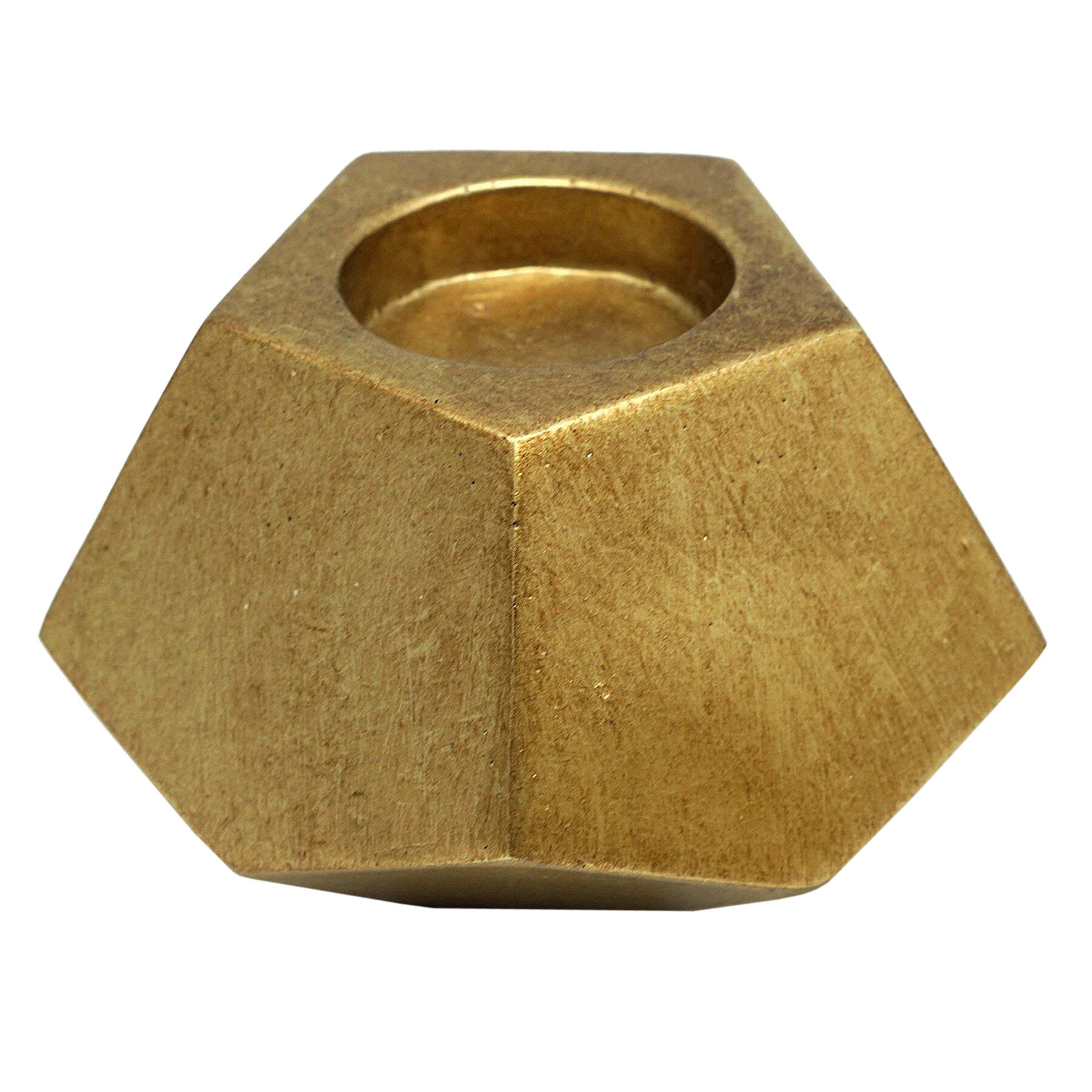 Gold Polygon Tealight Candle Holder, 4"