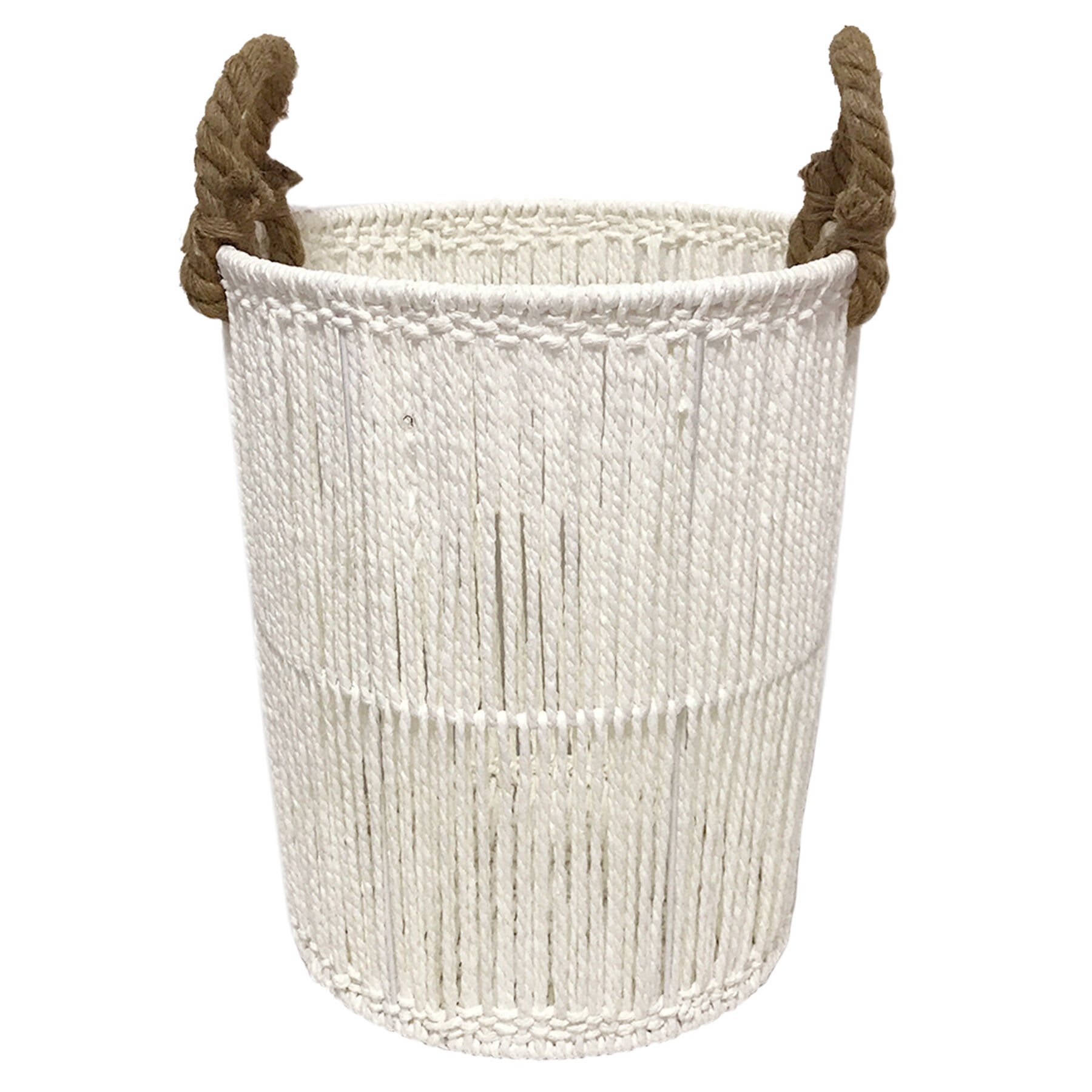 White Round Paper String Storage Basket, Small