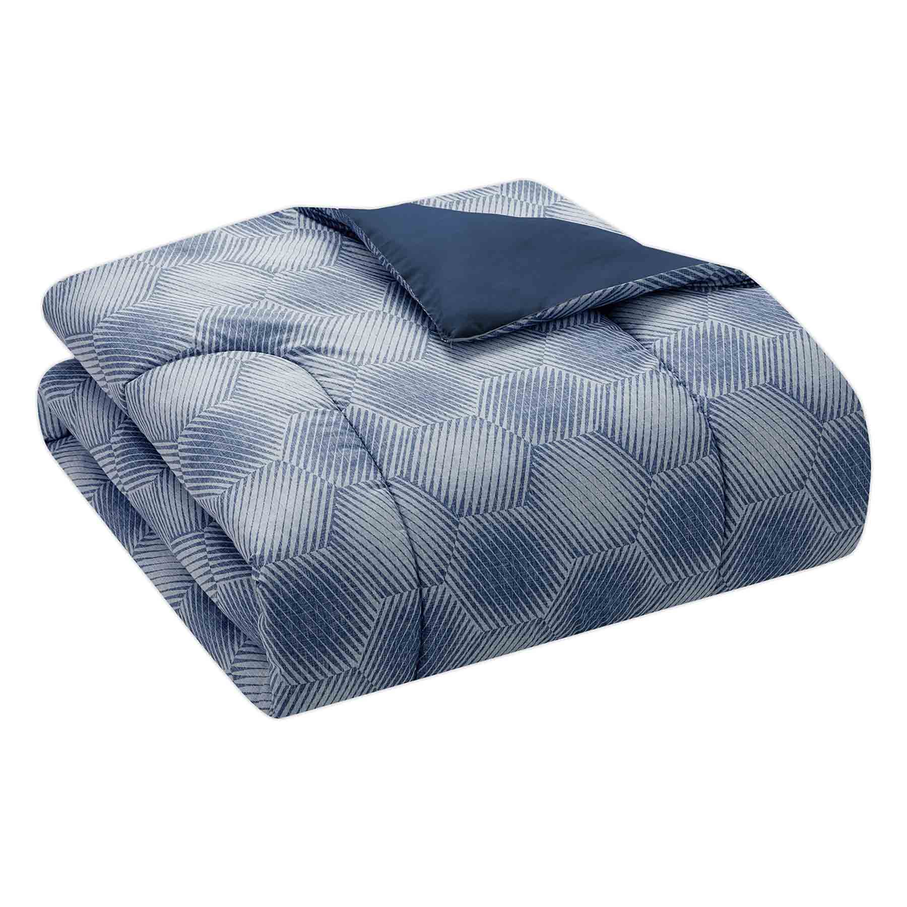 6-Piece Blue Hexagon Striped Essential Comforter Set, Twin