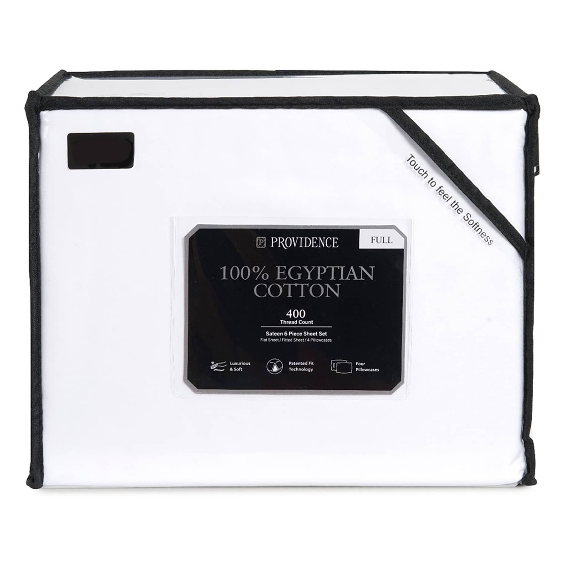 Providence 6-Piece White 100% Egyptian Cotton Sateen Sheet Set, Full