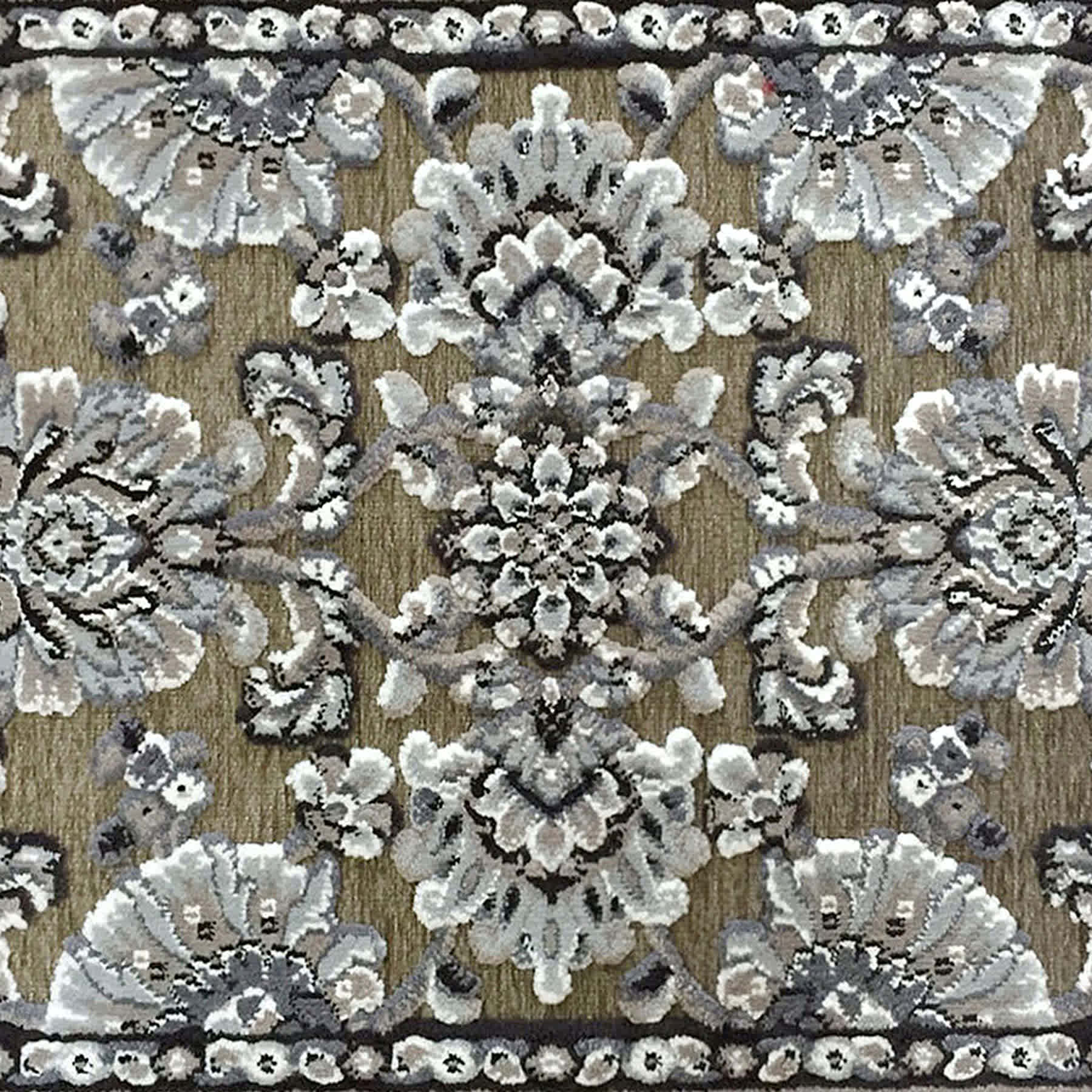 Arrington Grey & Spice Floral Damask High-Low Washable Accent Rug, 2x4