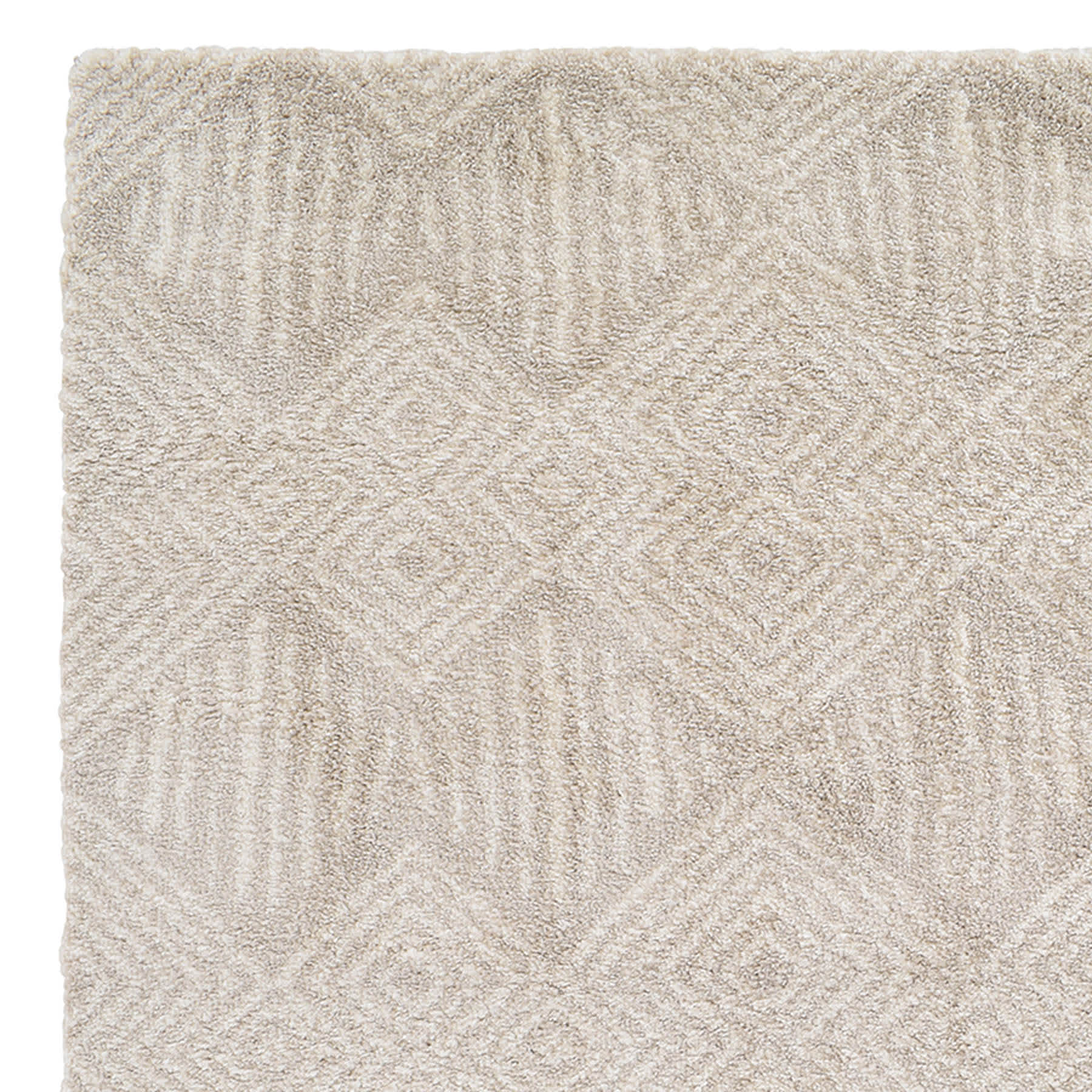(C181) Macy Neutral Diamond Design Shag Area Rug, 5x7