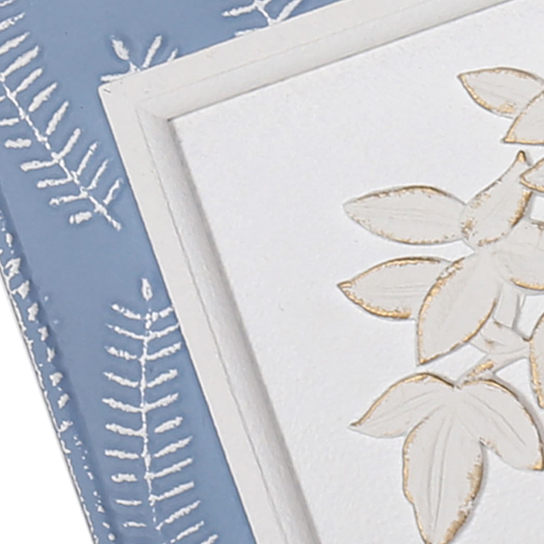 Providence Blue Metal Wall Decor with Leaf, 12"