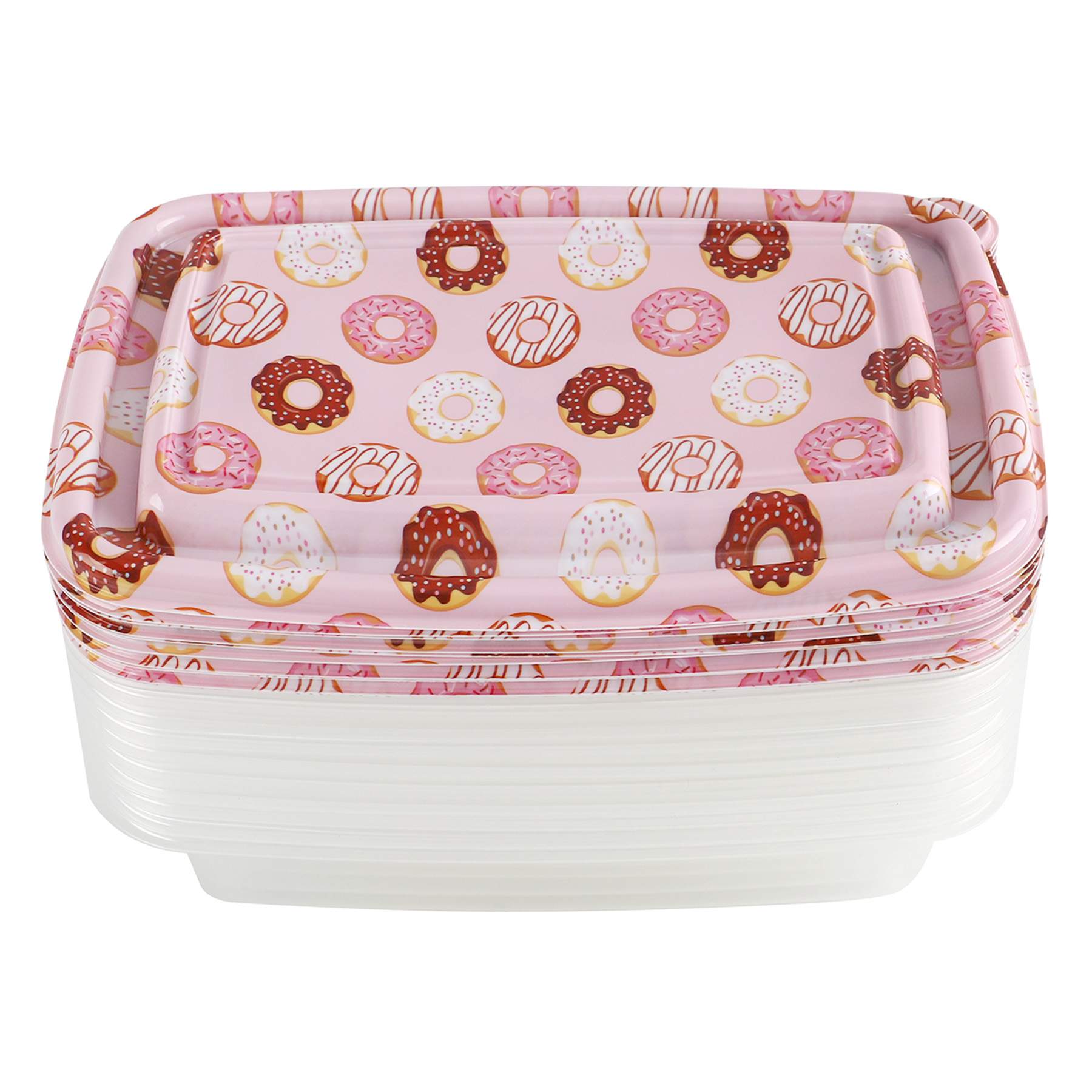 20-Piece Pink Donuts Print Rectangle Food Storage Set