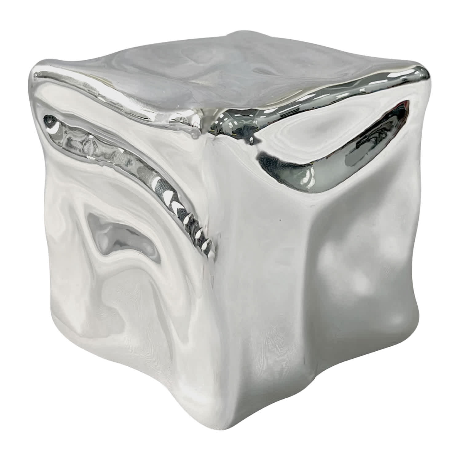 Crosby St. Silver Wavy Cube, 3"