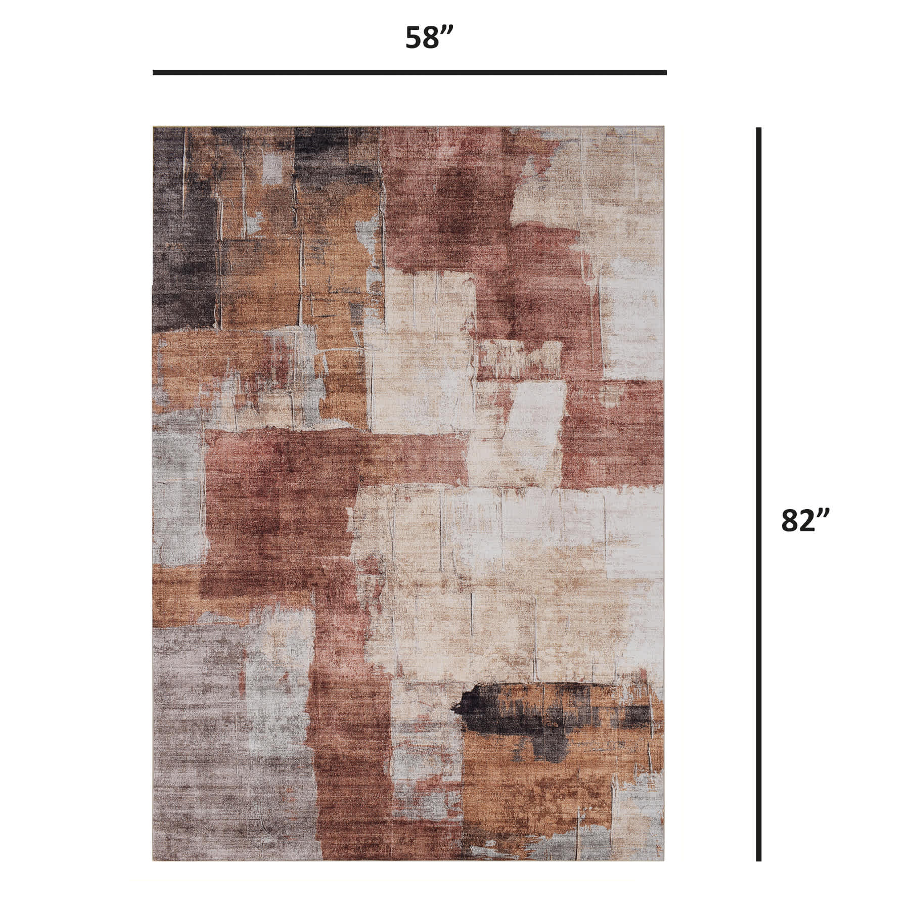 (D630) Fenix Natural Modern Splash Area Rug, 5x7