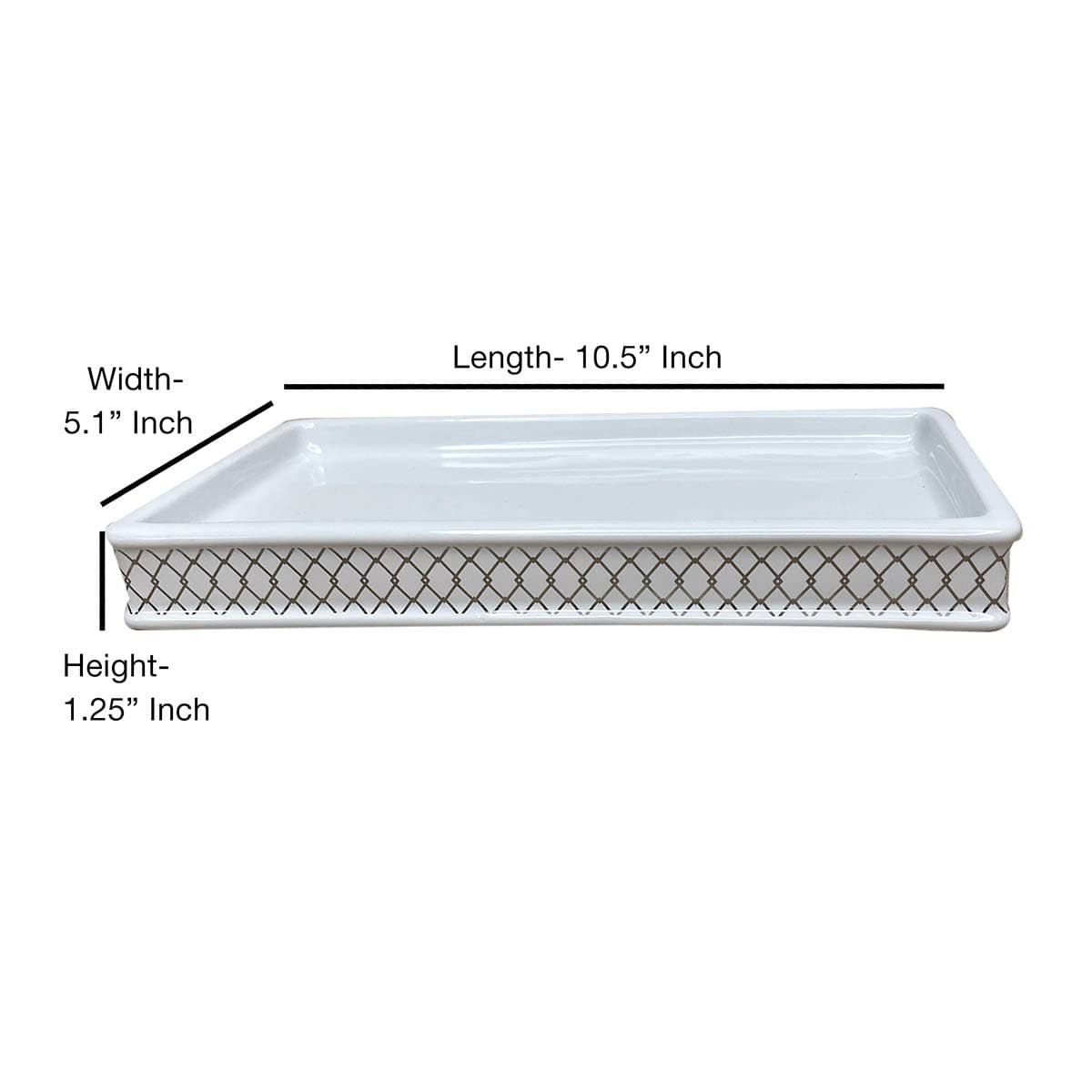 Providence Charlotte White & Gold Checkered Metal Vanity Tray, 6x11