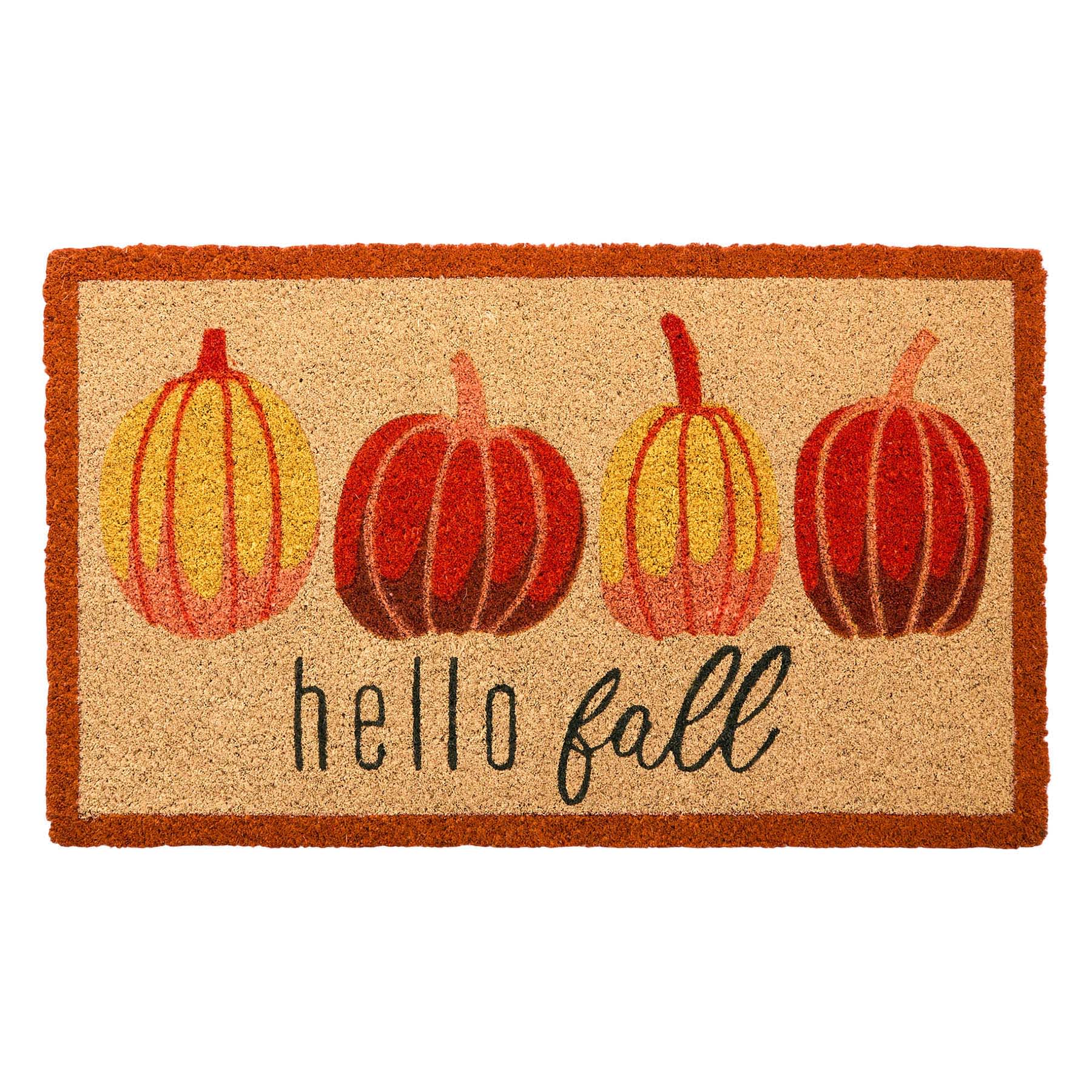 Homespun Harvest Hello Fall Pumpkin Coir Mat, 18x30