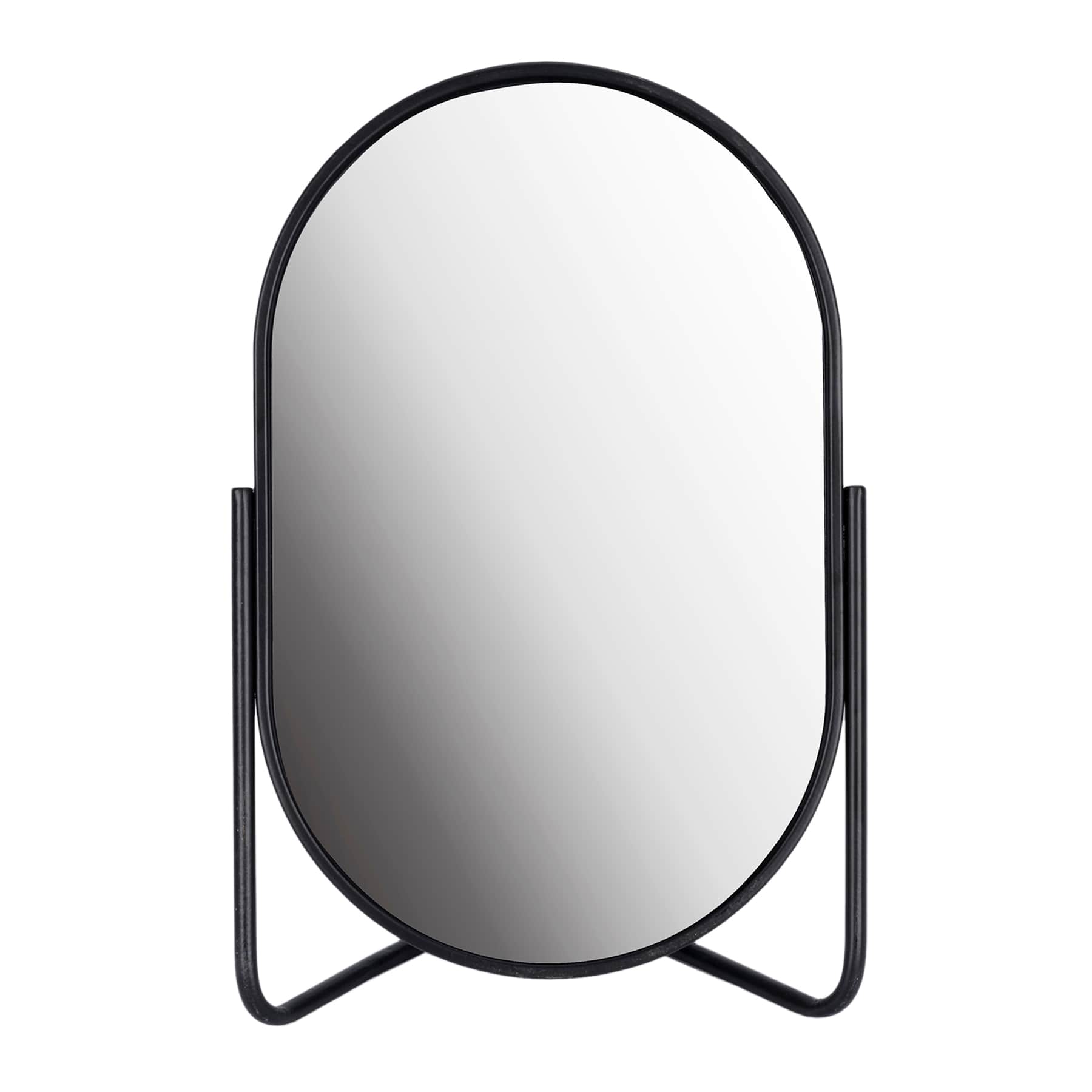 Oval Black Metal Tabletop Mirror, 11"
