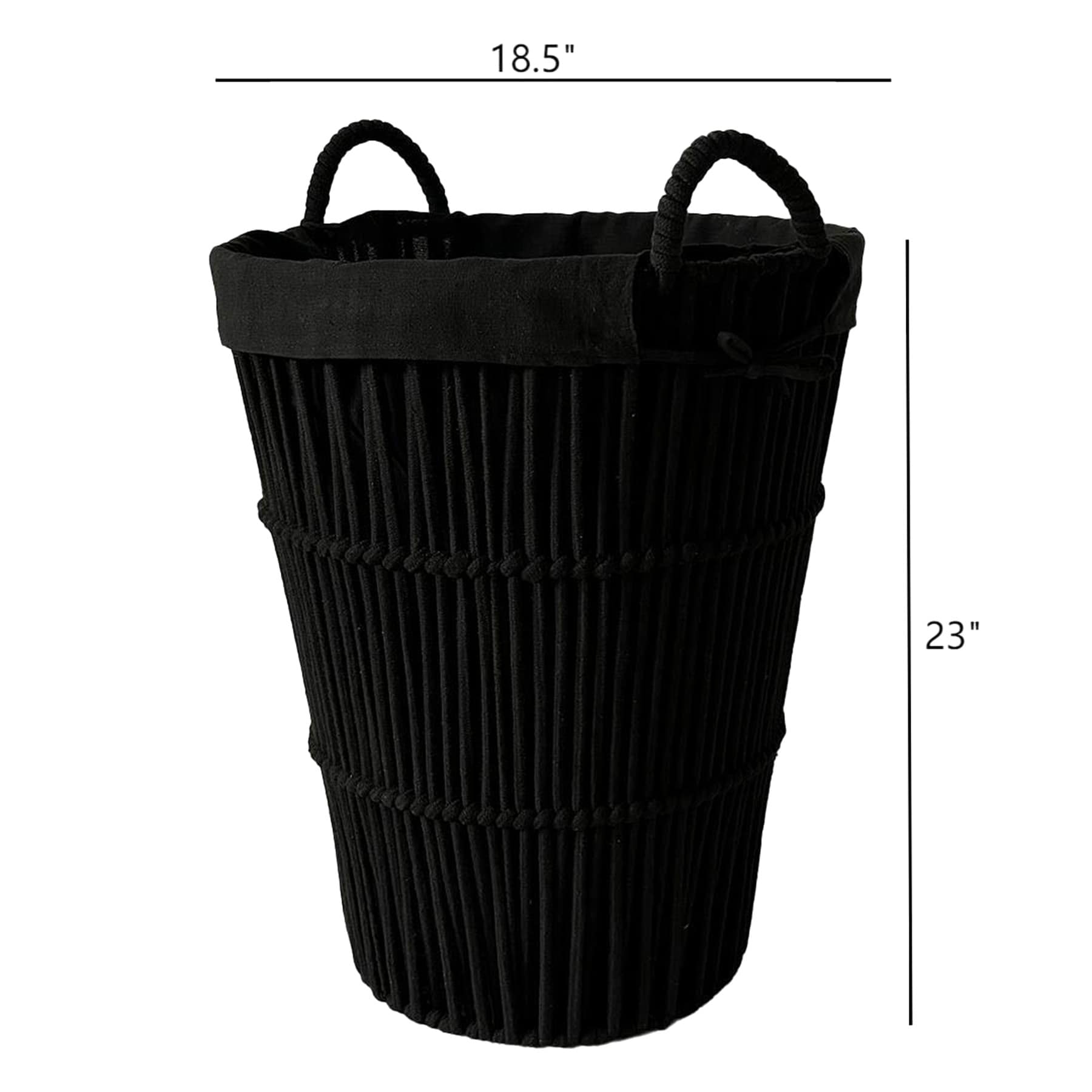 Crosby St. Black Poly Rope Round Laundry Hamper