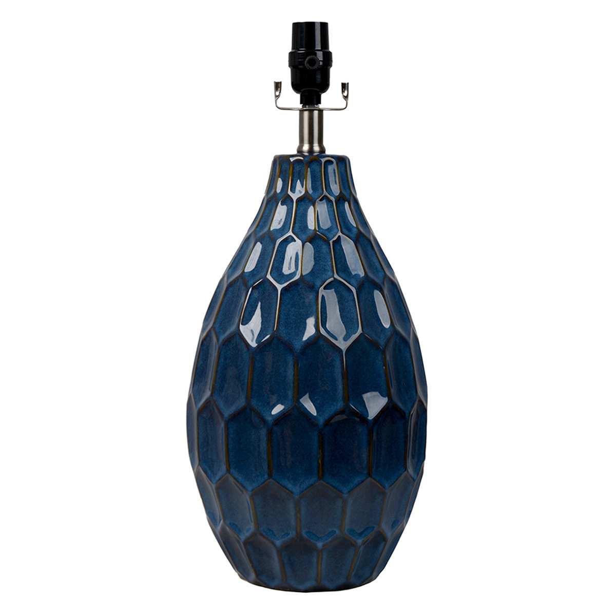 Navy Ceramic Honeycomb Medium Table Lamp Base, 20"