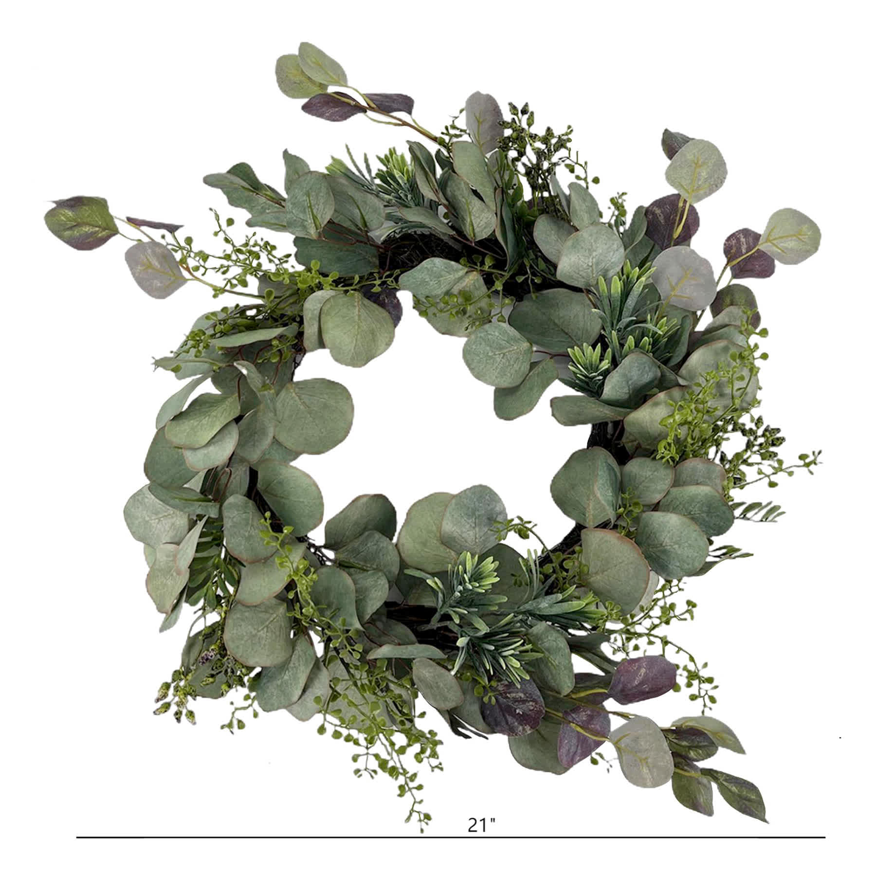 Eucalyptus Leaf Wreath with Podocarpus, 21"
