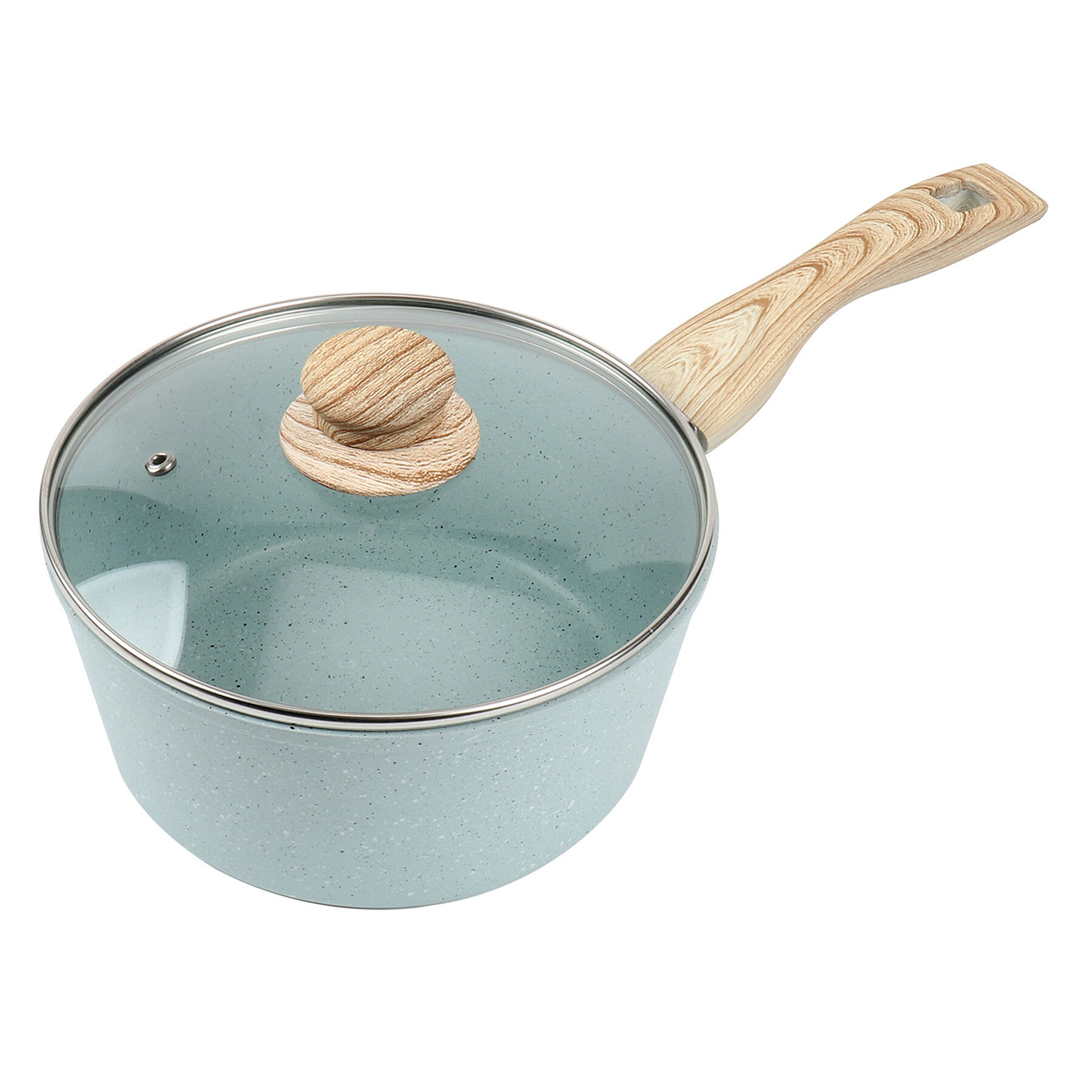 Mint Green Speckled Non-Stick Sauce Pan with Lid, 3qt