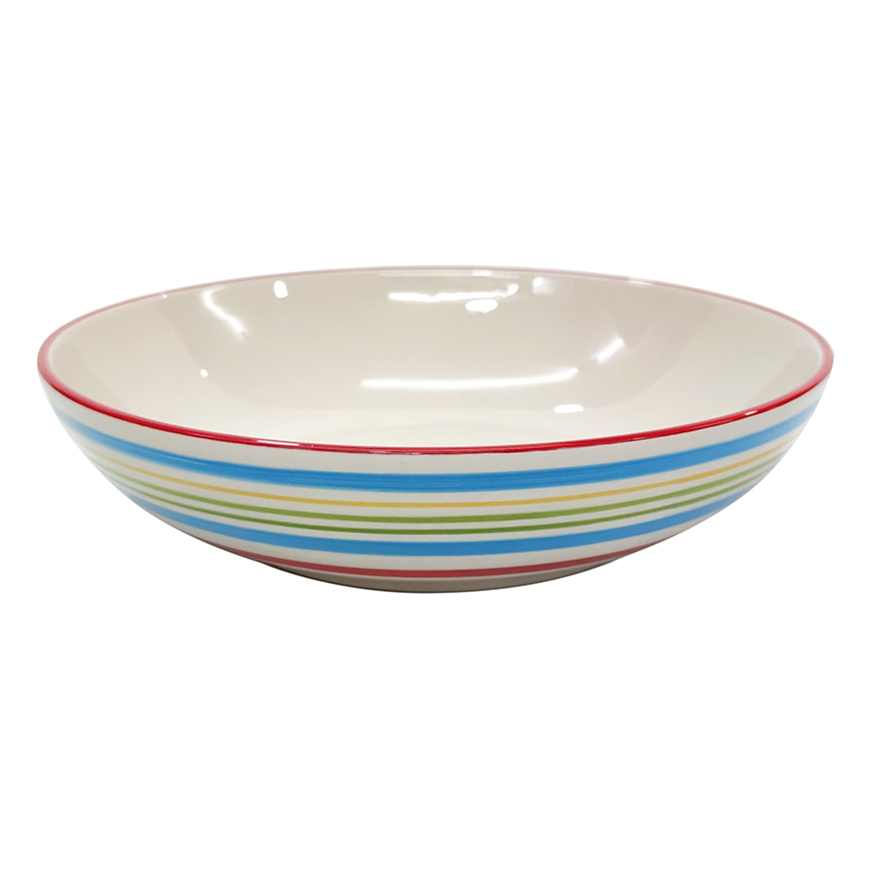 Set of 4 Ceramic Dinner Bowls, Multicolor Stripe