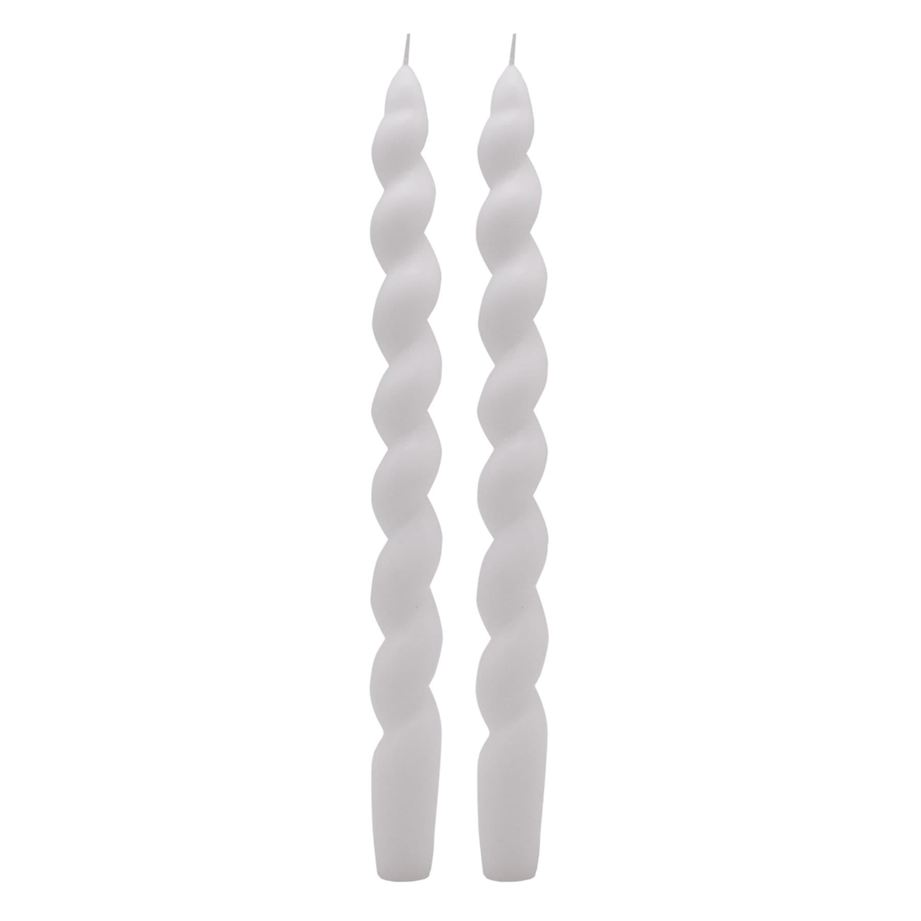 2-Pack White Twisted Taper Candles, 10"
