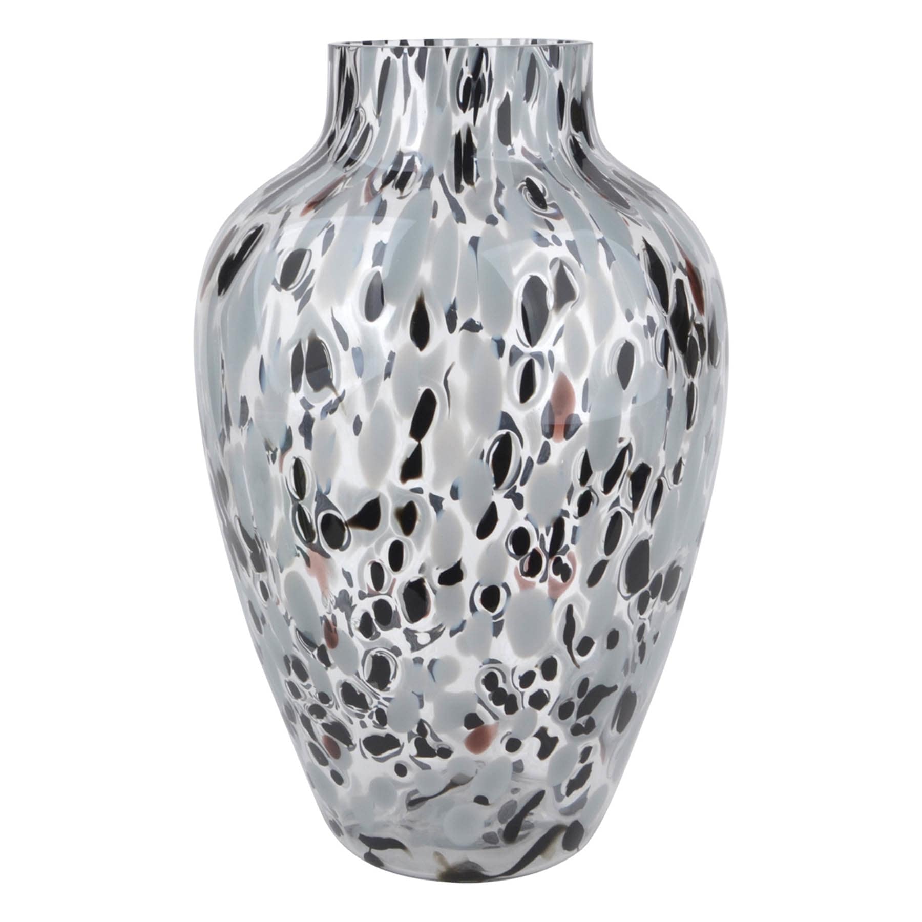 Black & Grey Dotted Glass Vase, 13.5"