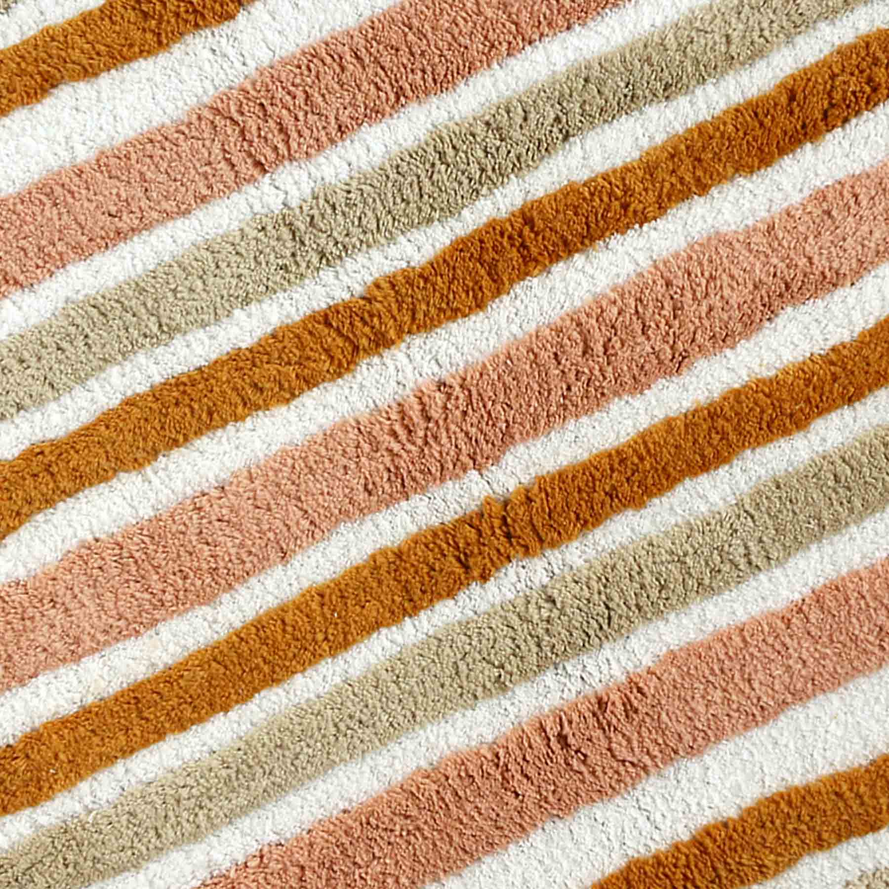 Coral Striped Tufted Cotton Bath Rug, 20x30