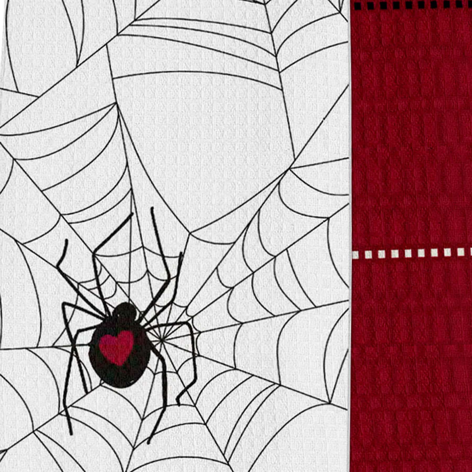 Set of 2 White Spider Web Kitchen Towels