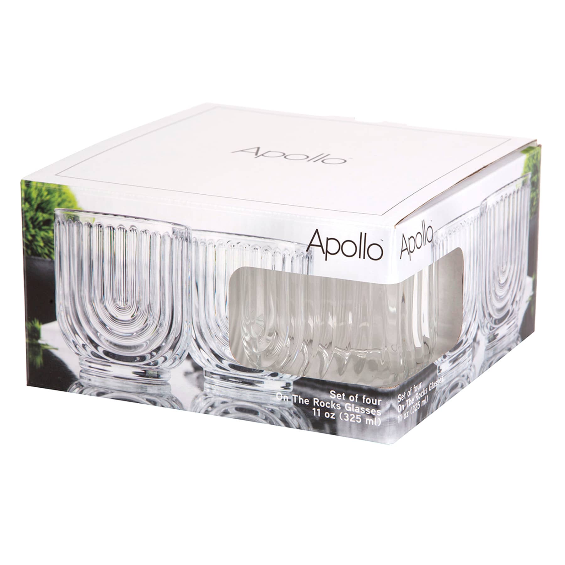 Apollo Set of 4 Clear Arch Double Old Fashioned Glasses, 11oz