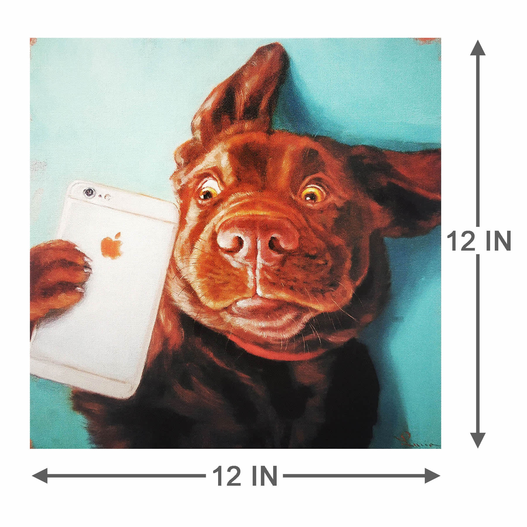 Dog Selfie Canvas Wall Art, 12"