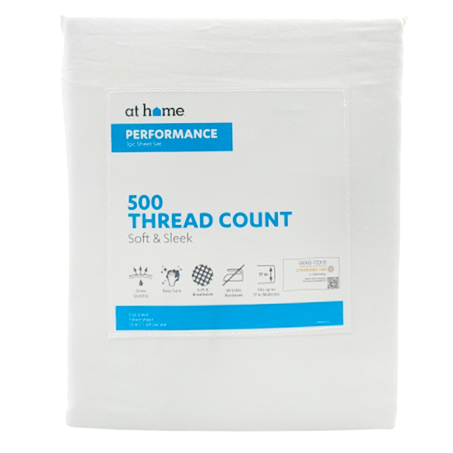 3-Piece White 500 Thread Count Performance Sheet Set, Twin