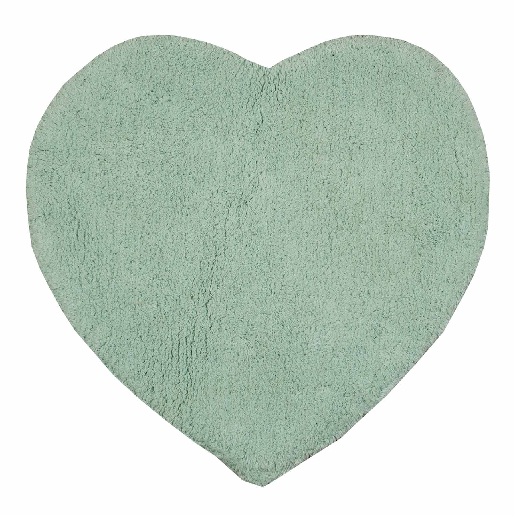 Mint Green Cut Pile Heart Bath Rug, 24"