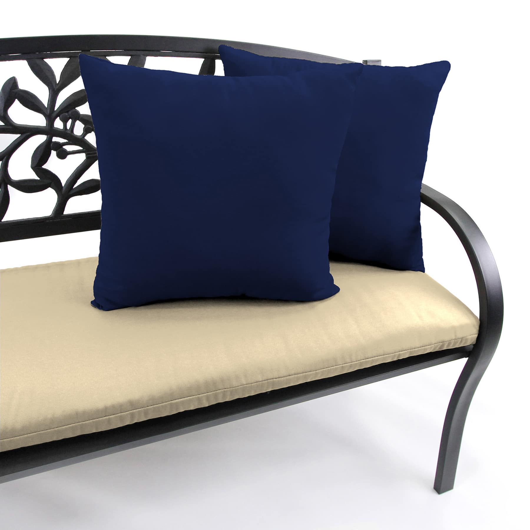 Navy Blue Canvas Square Outdoor Throw Pillow, 16"