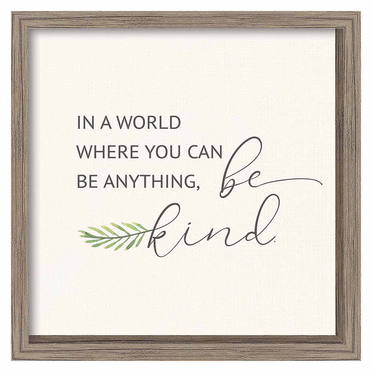 Be Kind Framed Wall Sign, 13"