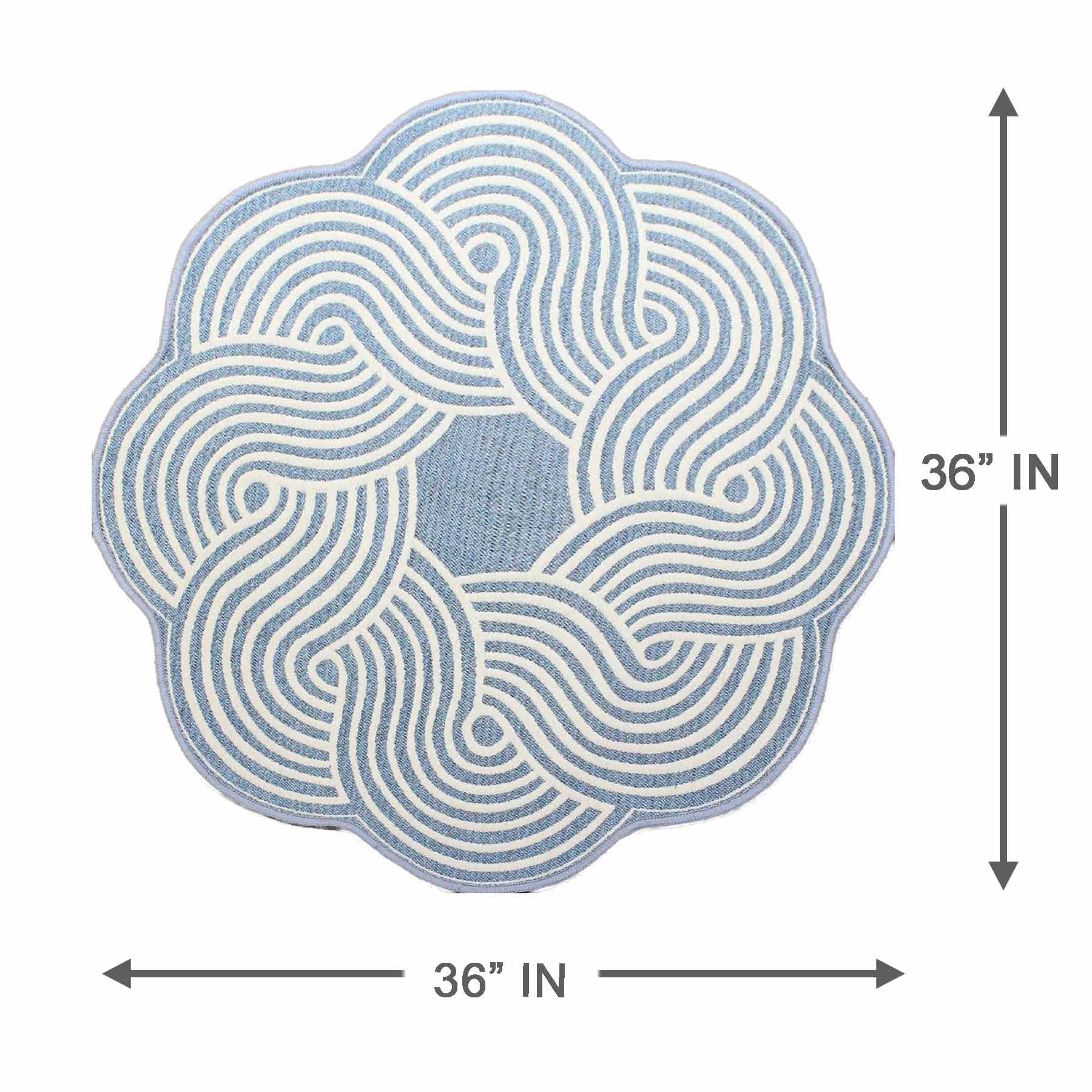 Elmbrook Slate Blue Border Round Washable Accent Rug, 3'