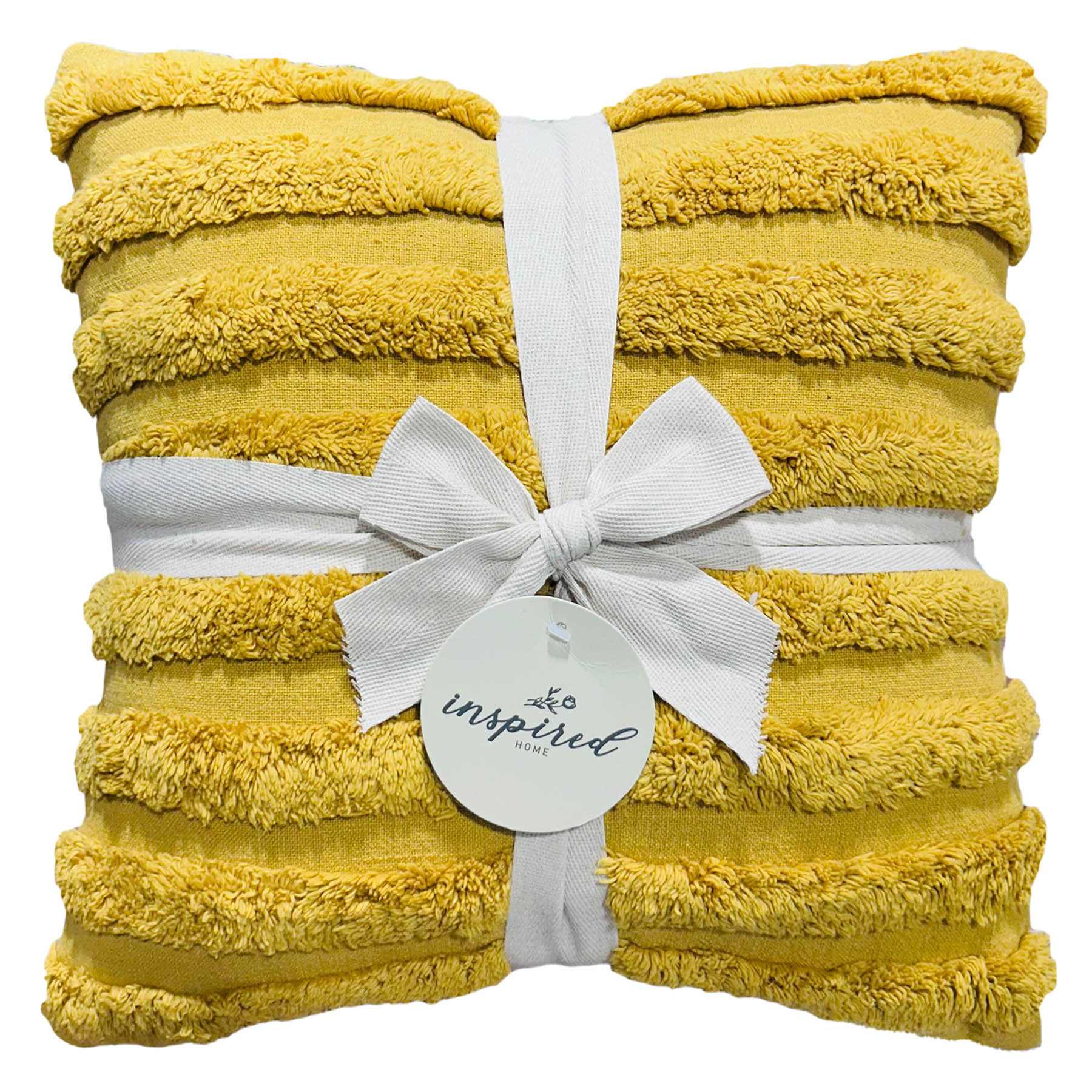 2-Pack Yellow Textured Stripe Throw Pillows, 18"