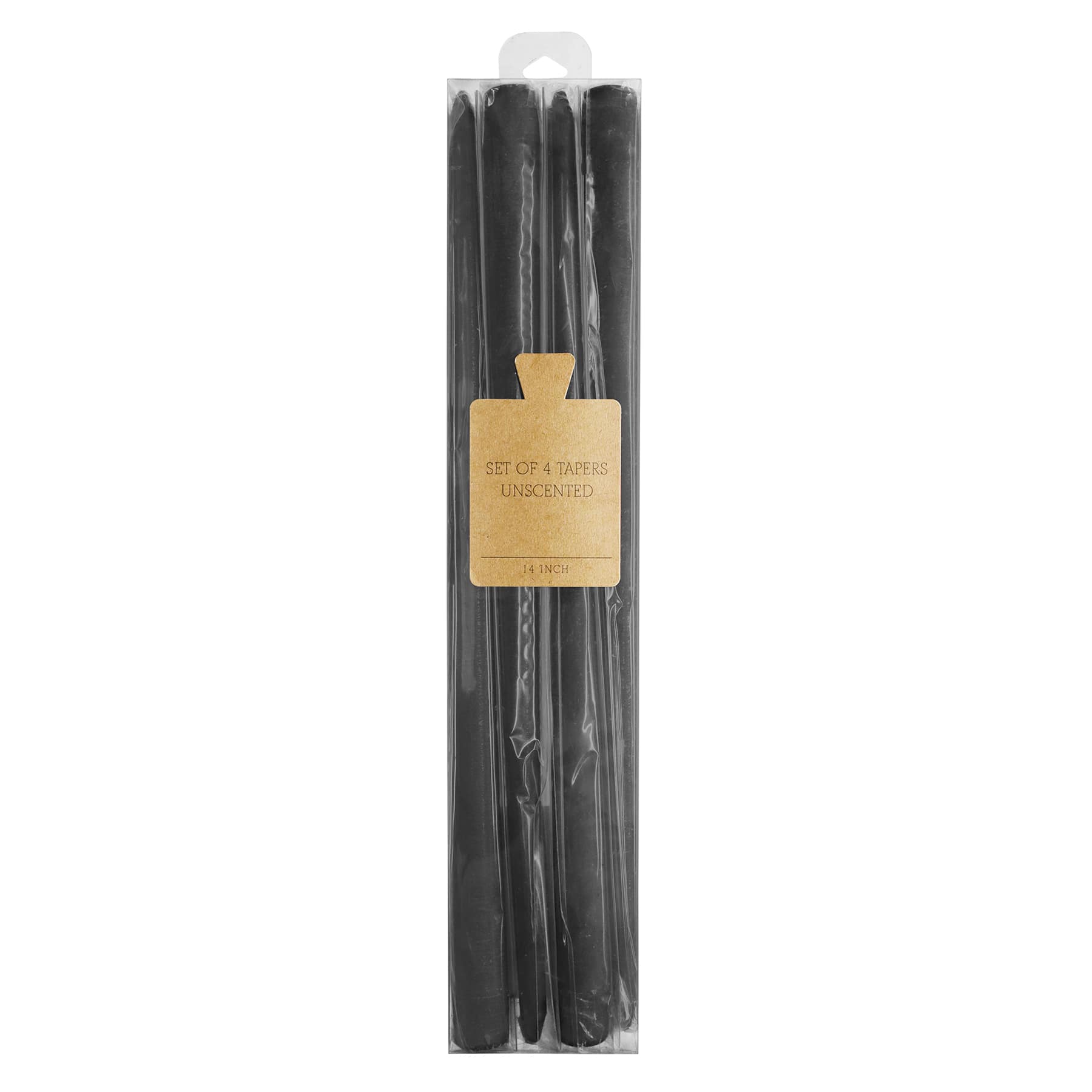 Honeybloom 4-Pack Black Unscented Taper Candles, 14"