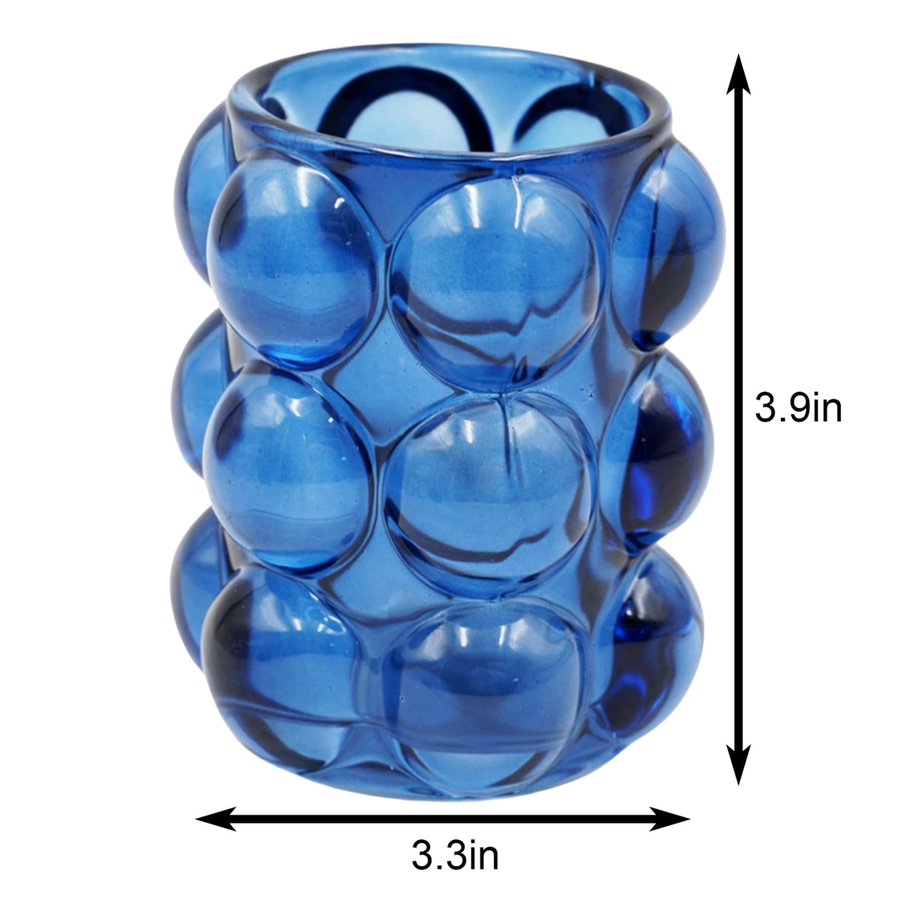 Navy Blue Glass Votive Candle Holder, 3x4