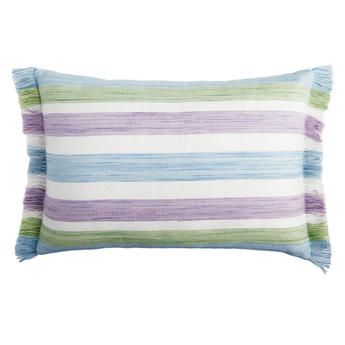 Purple & Green Stripe Woven Lumbar Outdoor Throw Pillow, 14x20