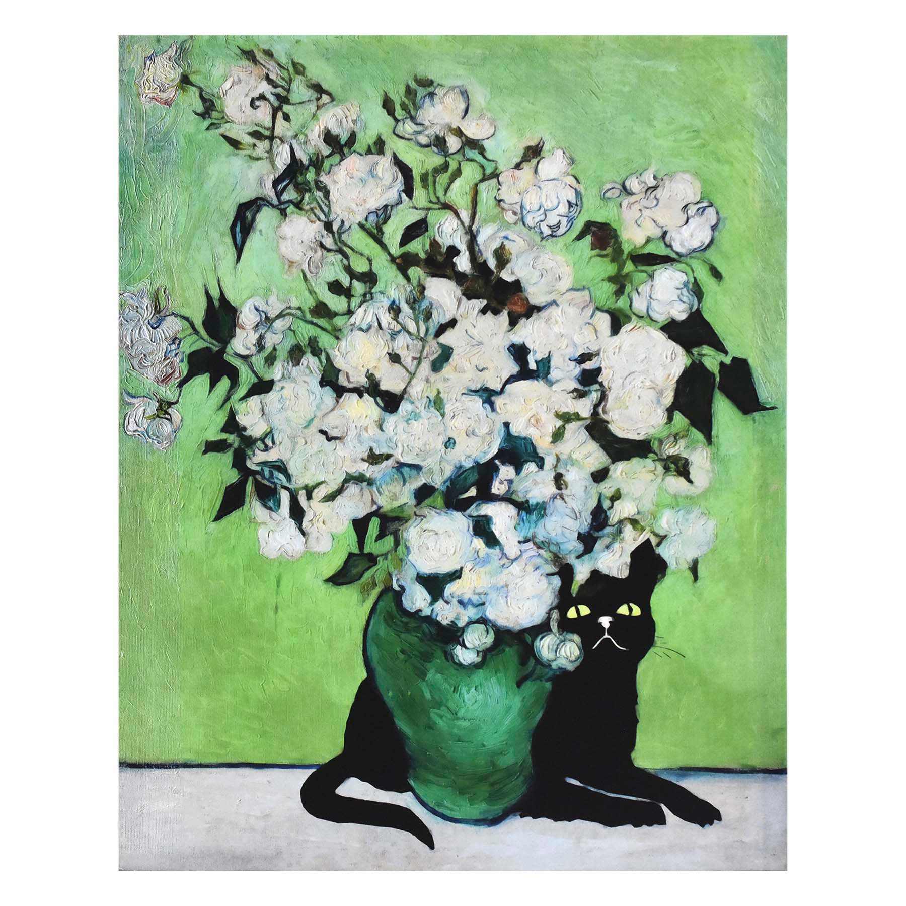 Cat Floral Canvas Wall Art, 16x20