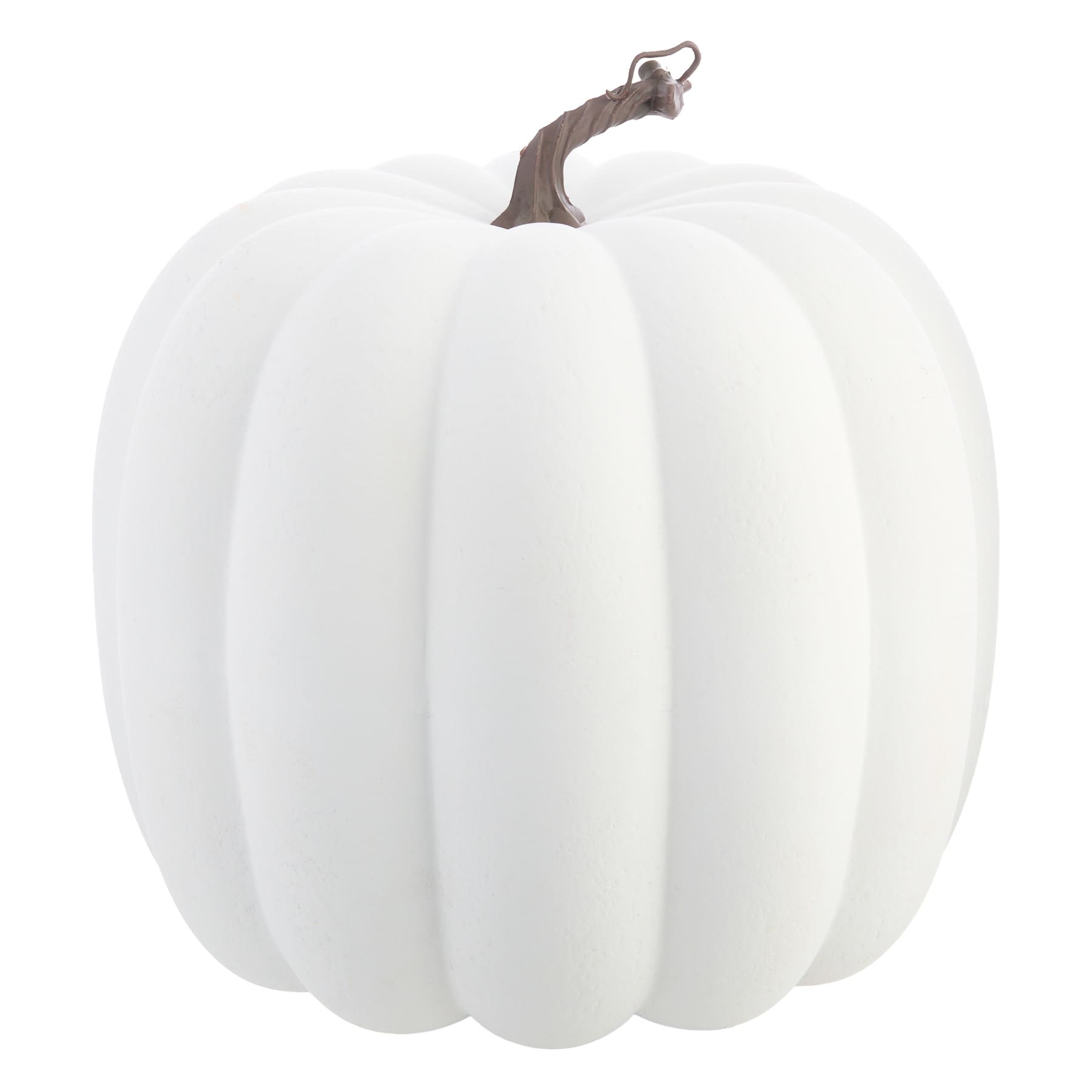 White Paper Mache Pumpkin, 9.5"