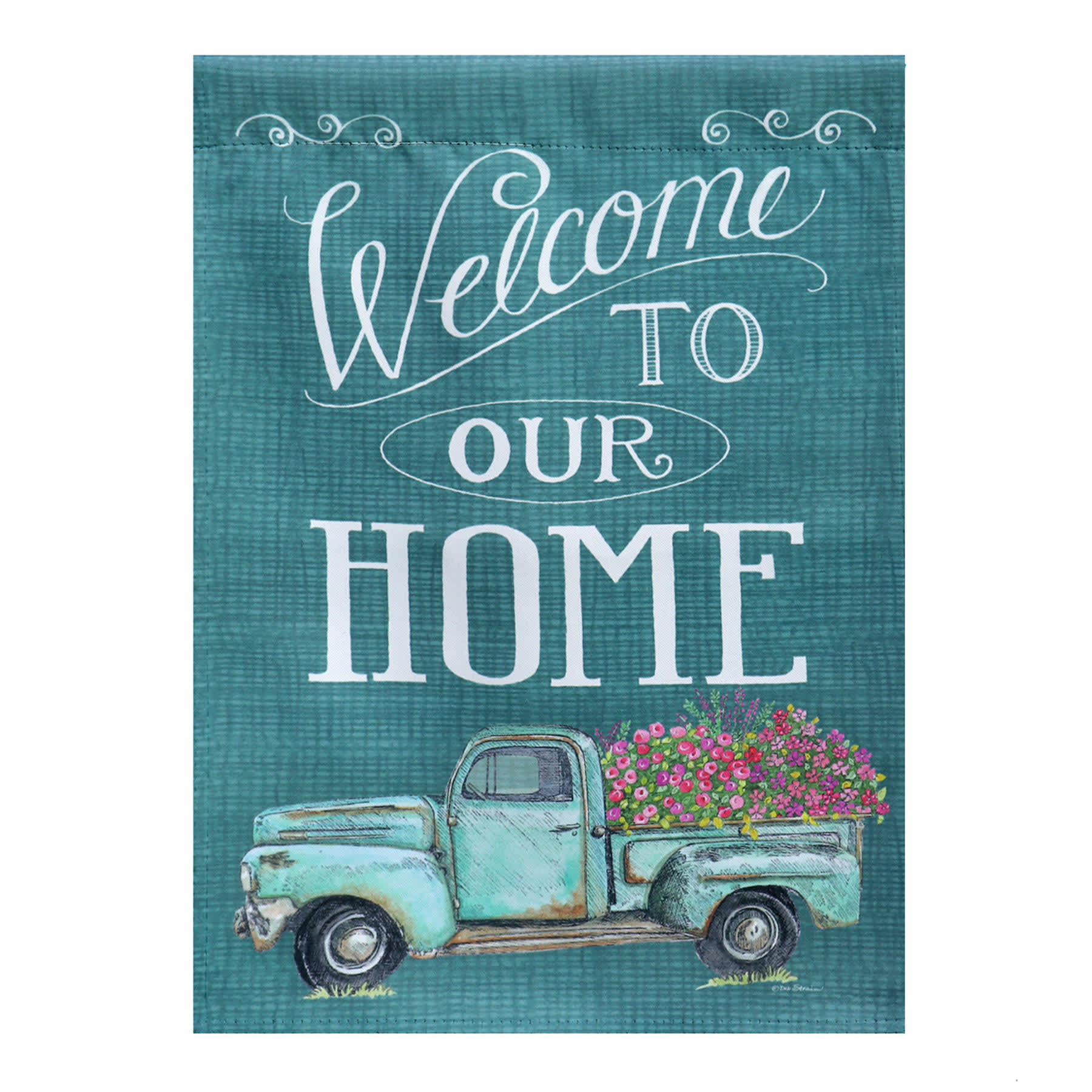 Welcome to Our Home Floral Farm Truck Garden Flag, 18"