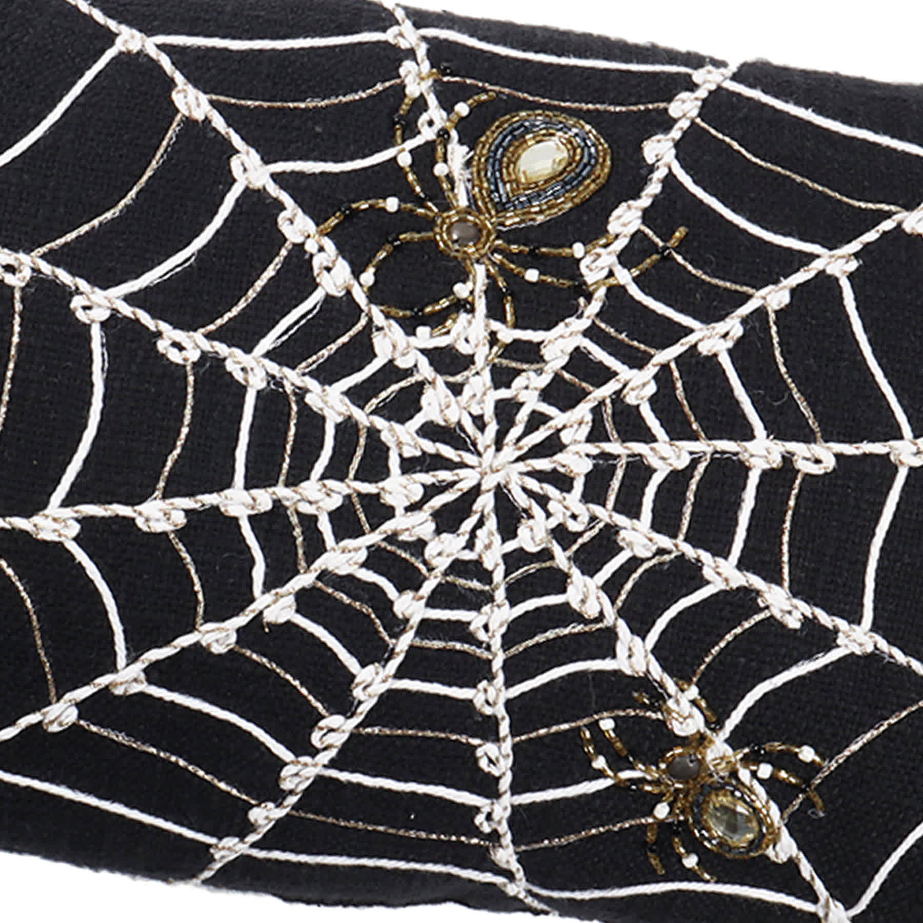 Embroidered & Beaded Spiderweb Throw Pillow, 14x36