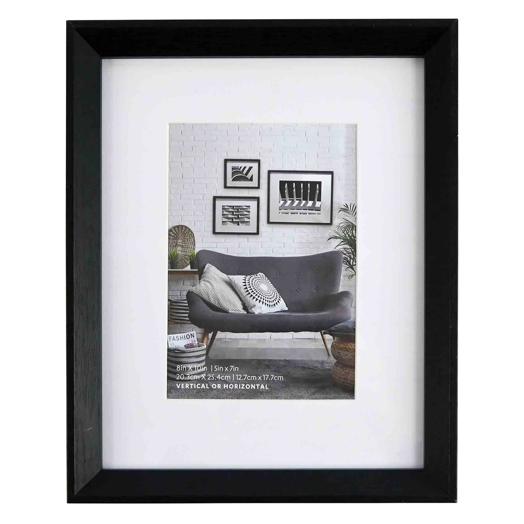 8x10 Matted to 5x7 Wall Frame, Black
