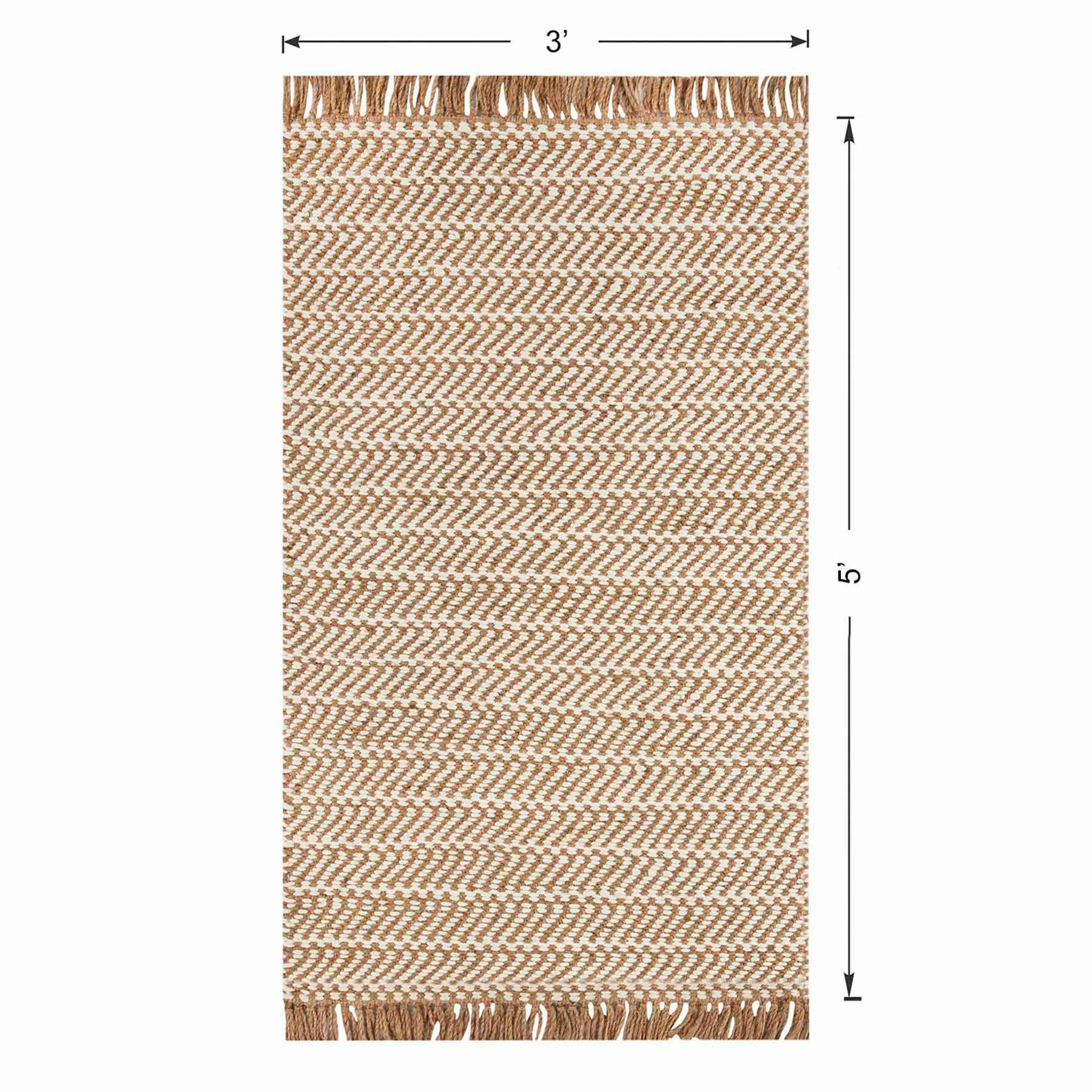 (B821) Crosby St. Moore Natural Herringbone Accent Rug, 3x5