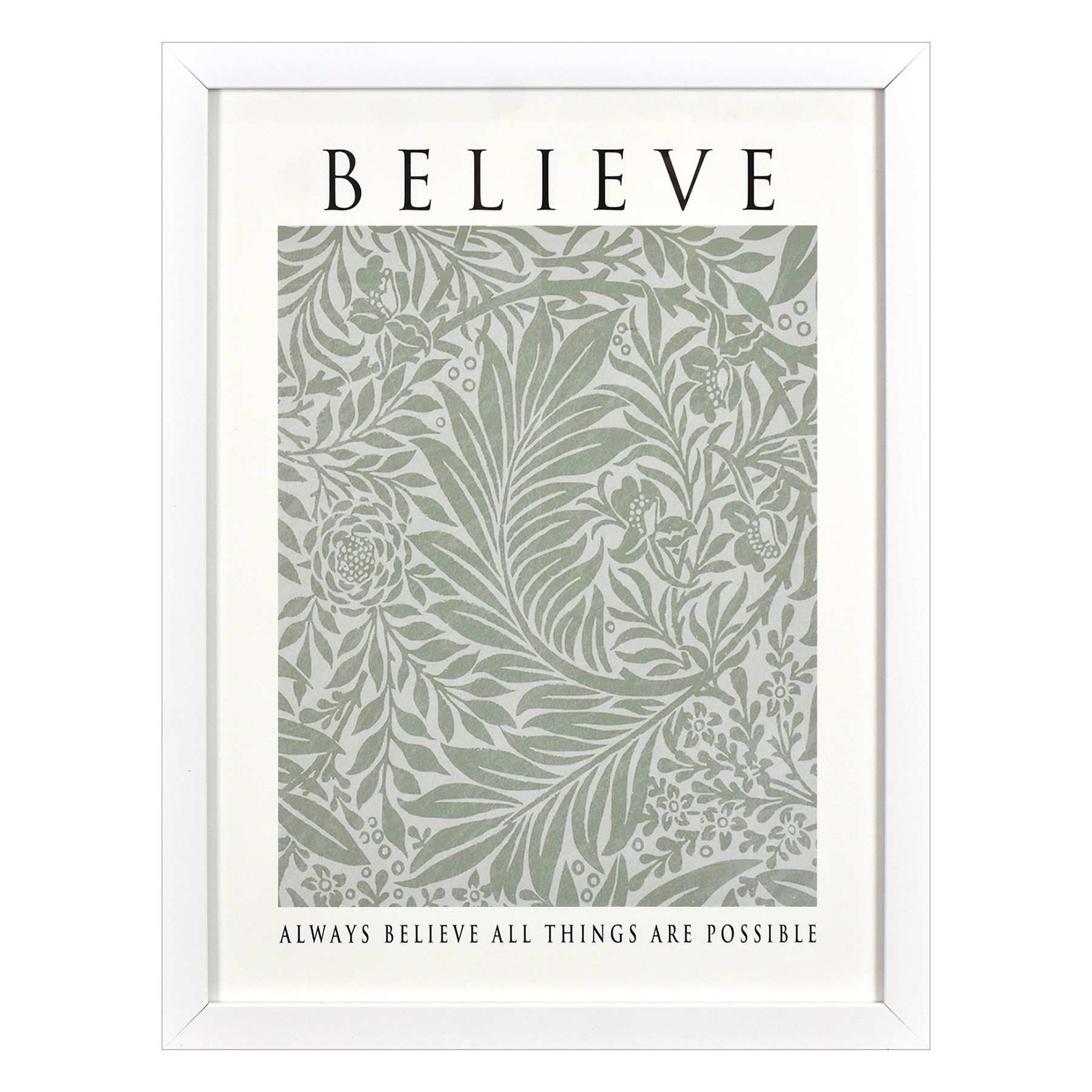 Glass Framed Believe Print Wall Art, 13x17