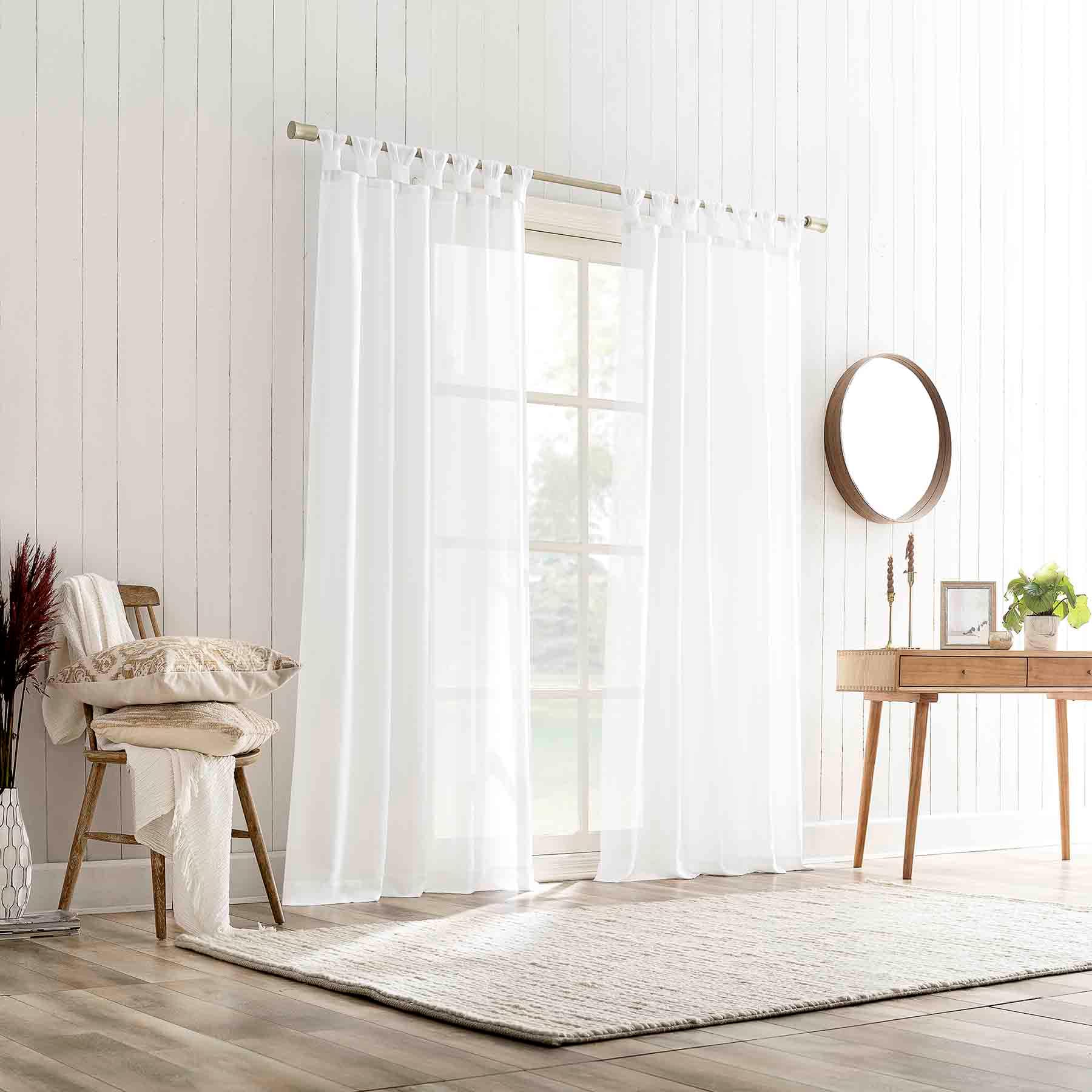 Harrison White Sheer Tab Loop Curtain Panel, 84"