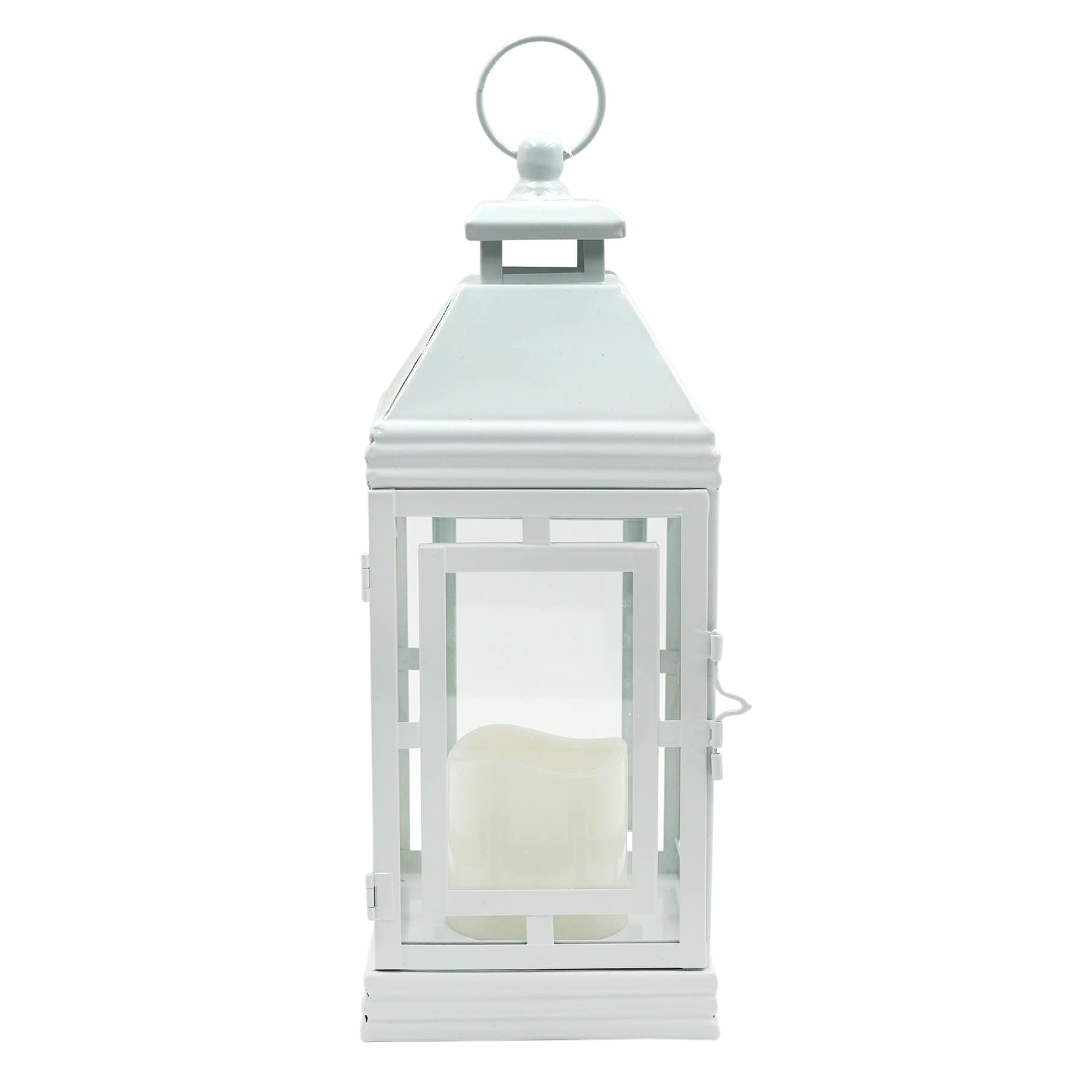 Providence White LED Metal Lantern, 13.4"