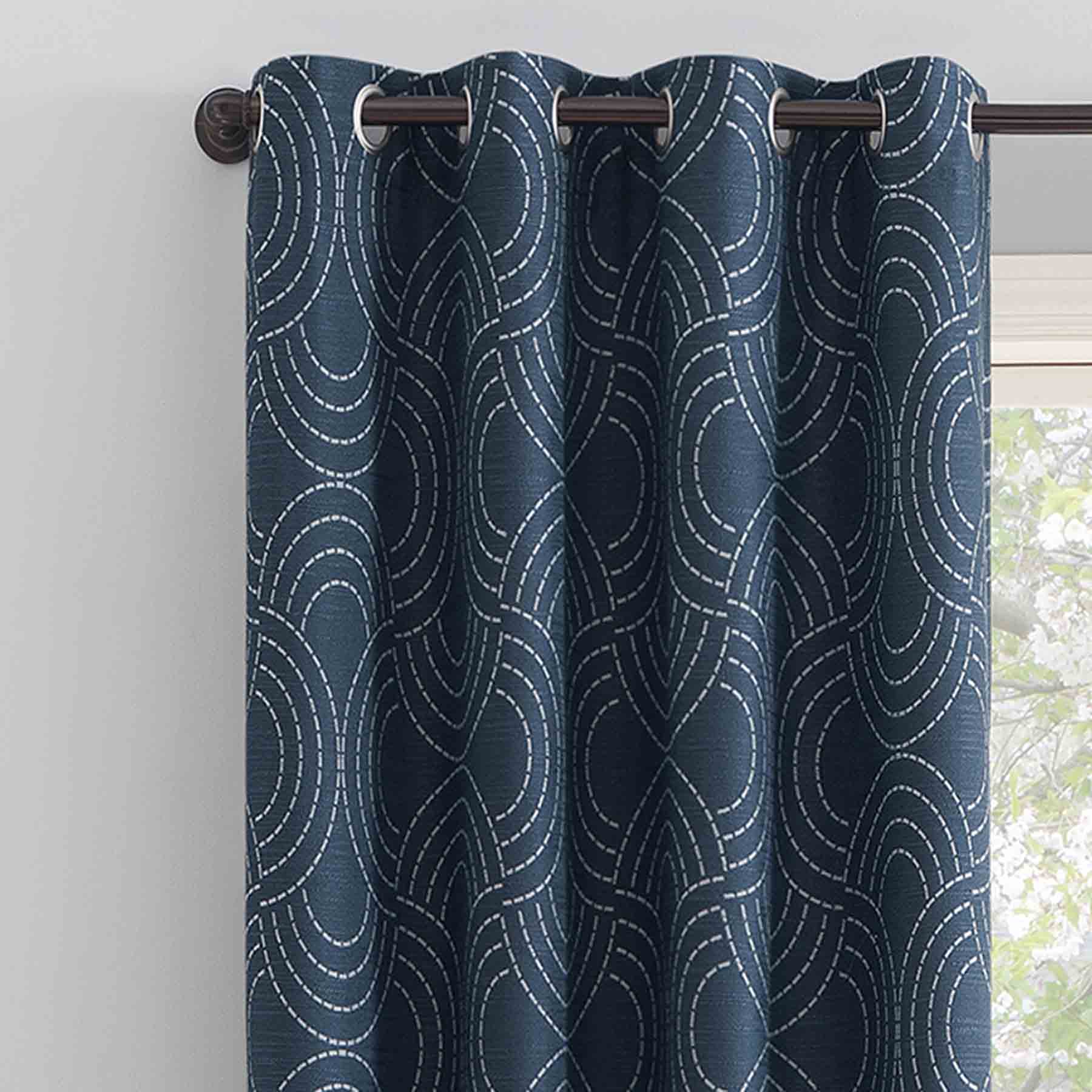 Sunzero Jagger Navy Grommet Single Blackout Curtain Panel, 84"