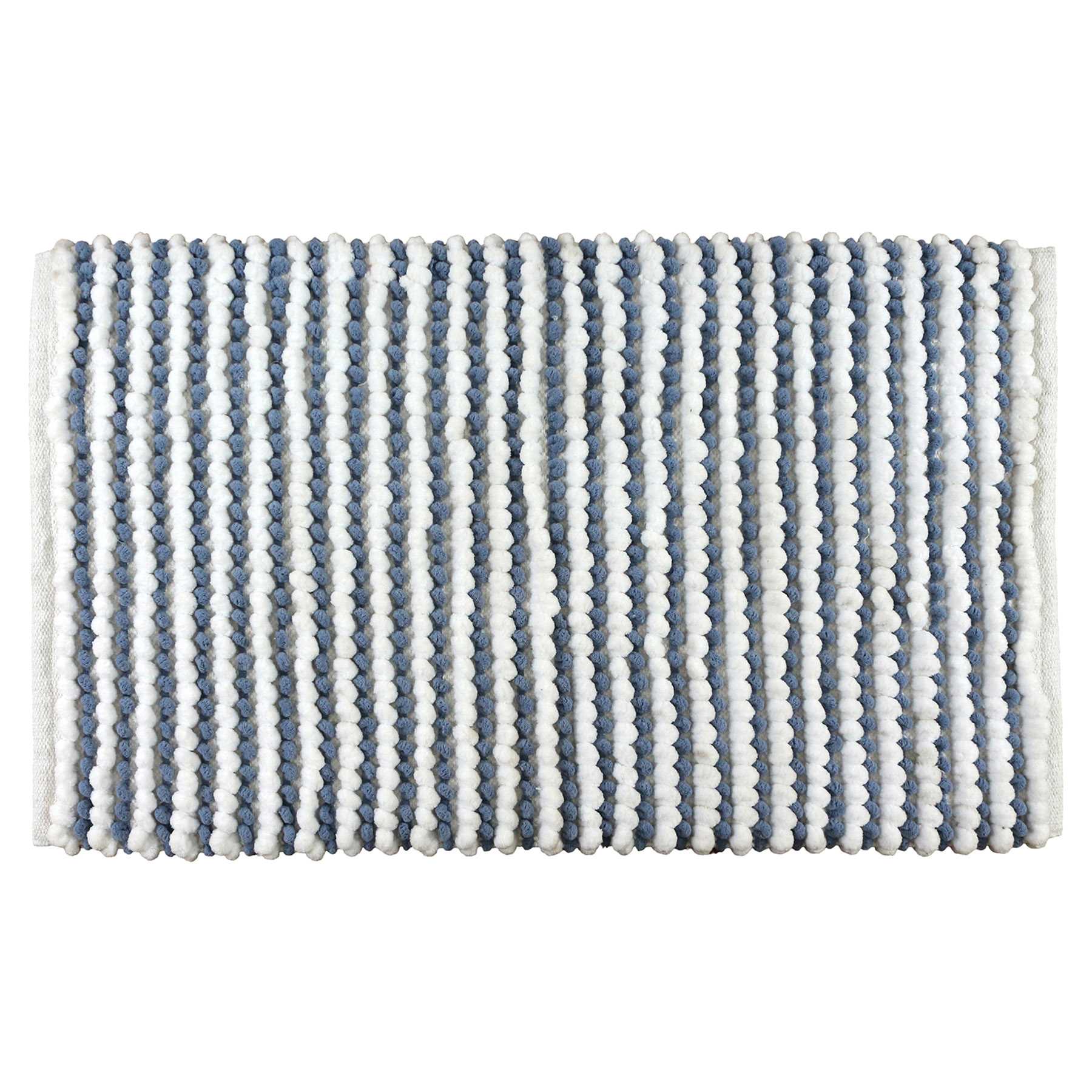 Blue Chenille Loop Cotton Bath Rug, 20x30
