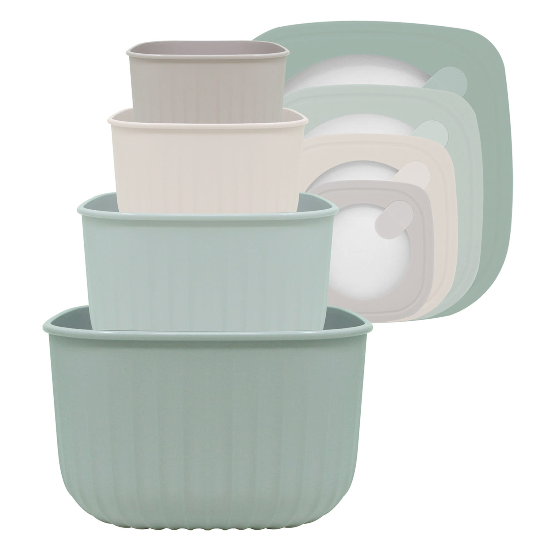 4-Piece Square Storage Bowl Containers, Green