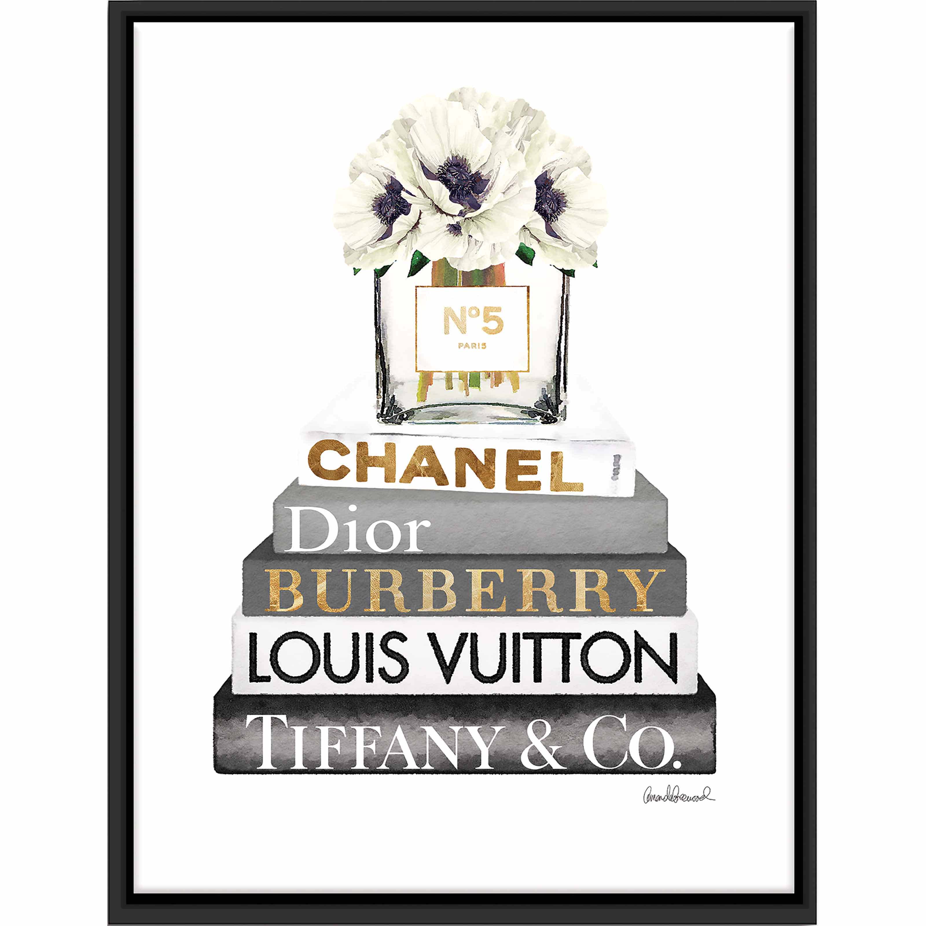 Framed Glam Books Canvas Wall Art, 12x16